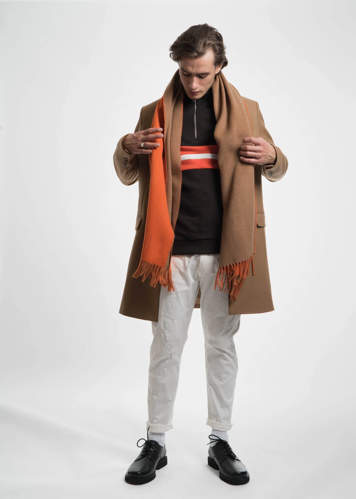 Orange and Camel Angel Wool Scarf - Image 2