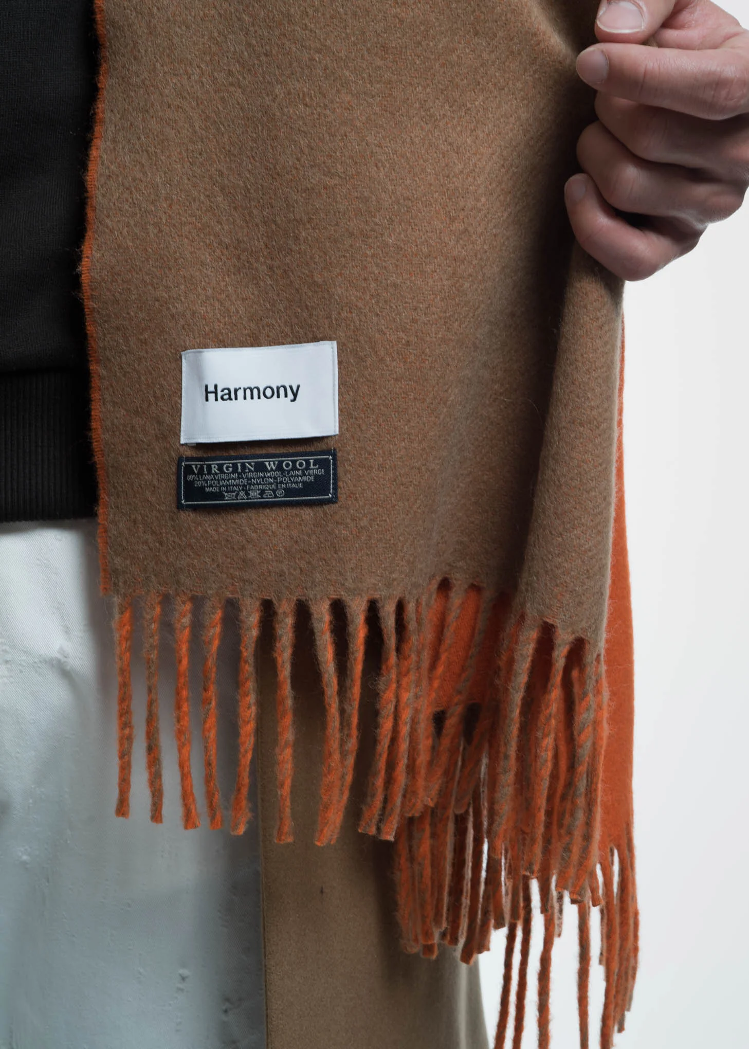 Orange and Camel Angel Wool Scarf - Image 3