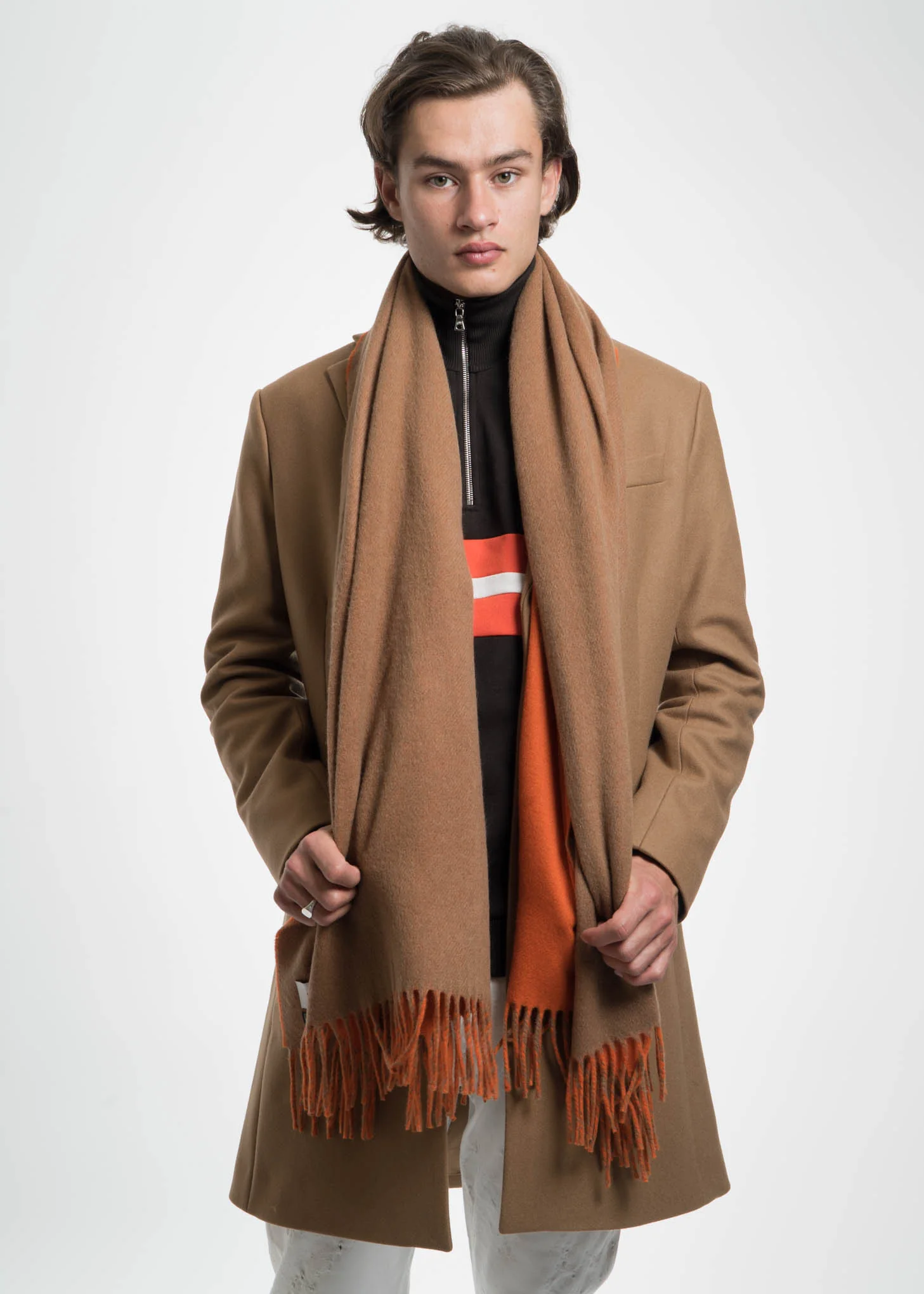 Orange and Camel Angel Wool Scarf - Image 4