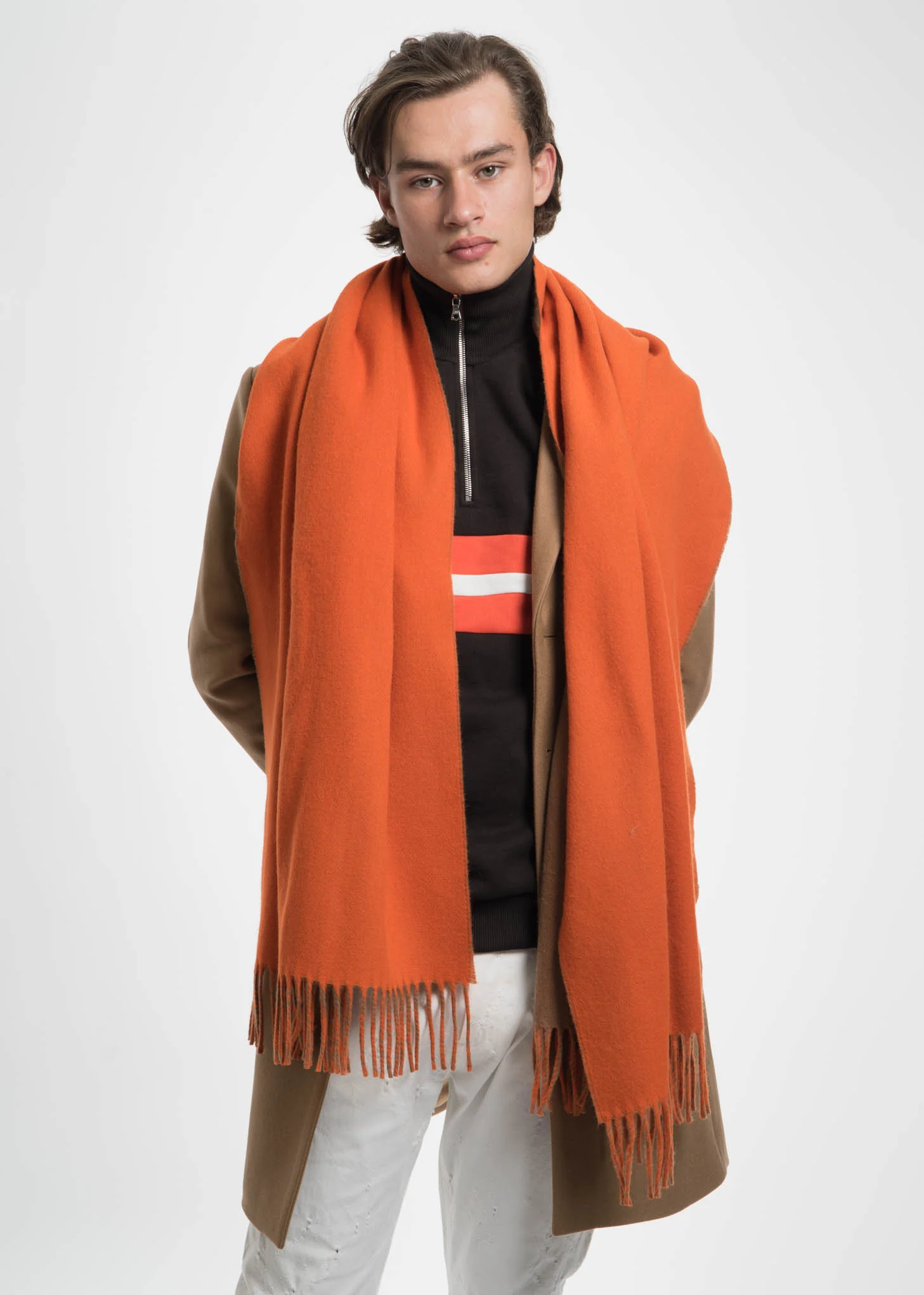 Orange and Camel Angel Wool Scarf - Image 5