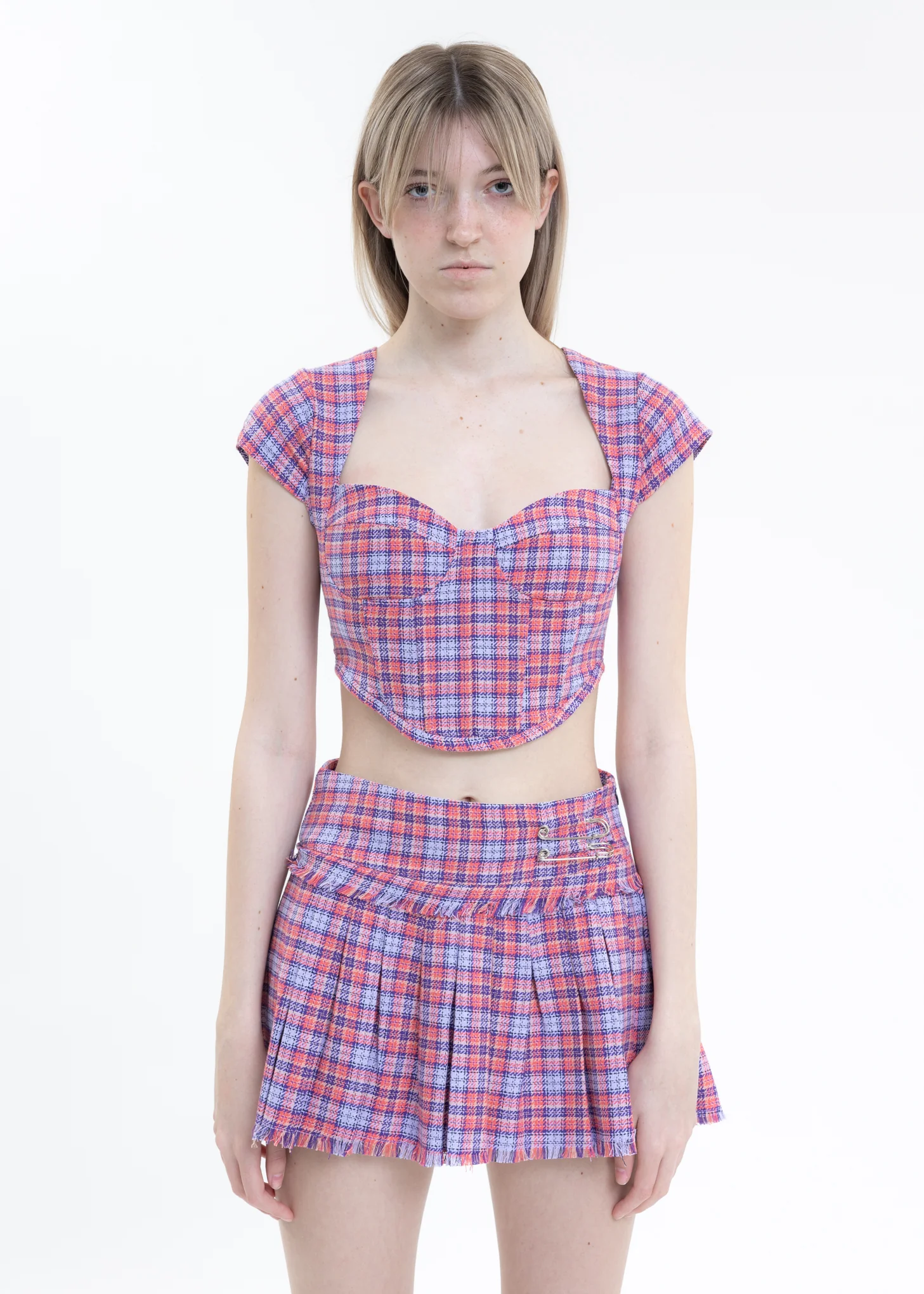 Orange And Lilac Plaid Corset