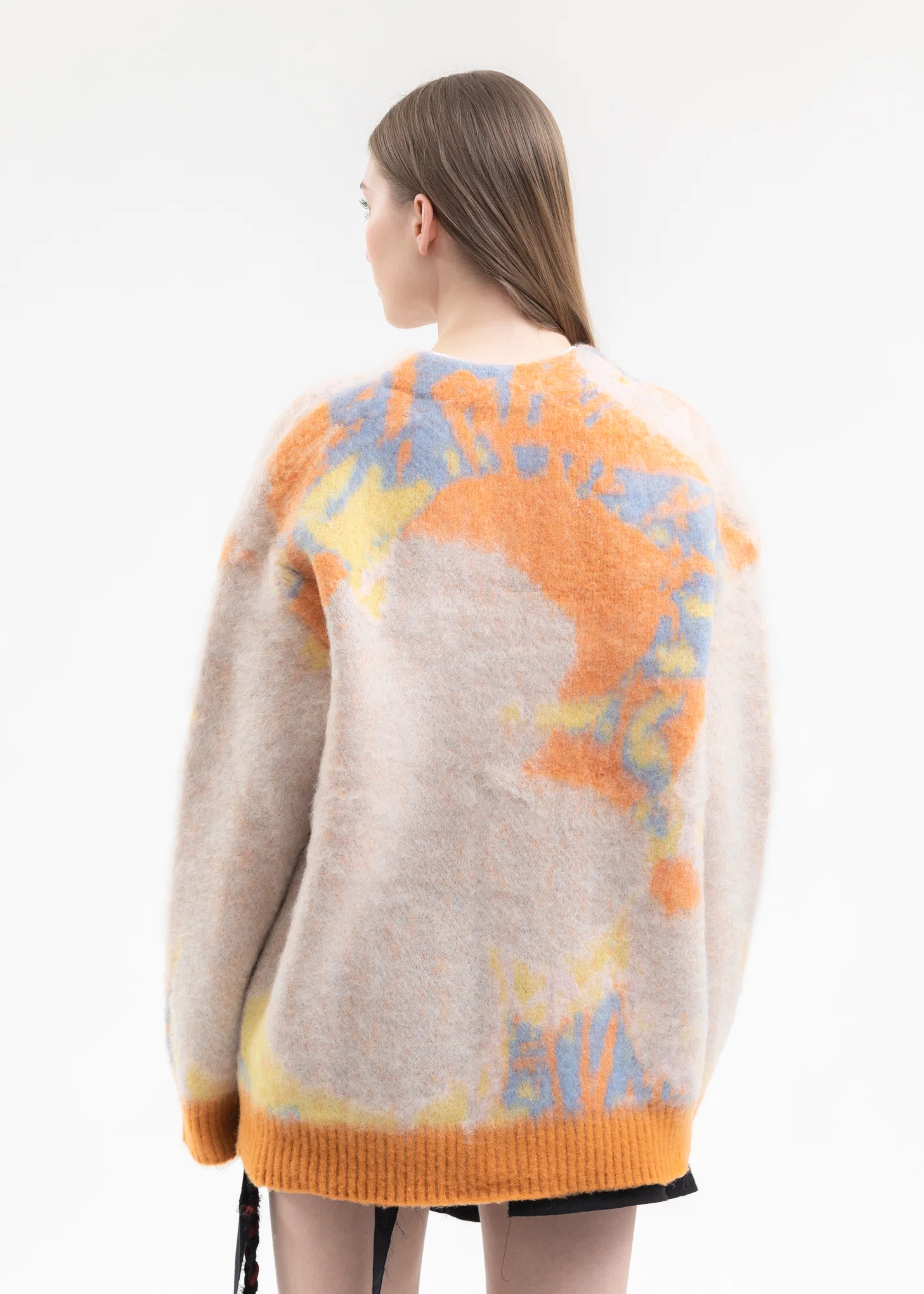 Orange ART MOHAIR SHAGGY KNIT CARDIGAN - Image 2