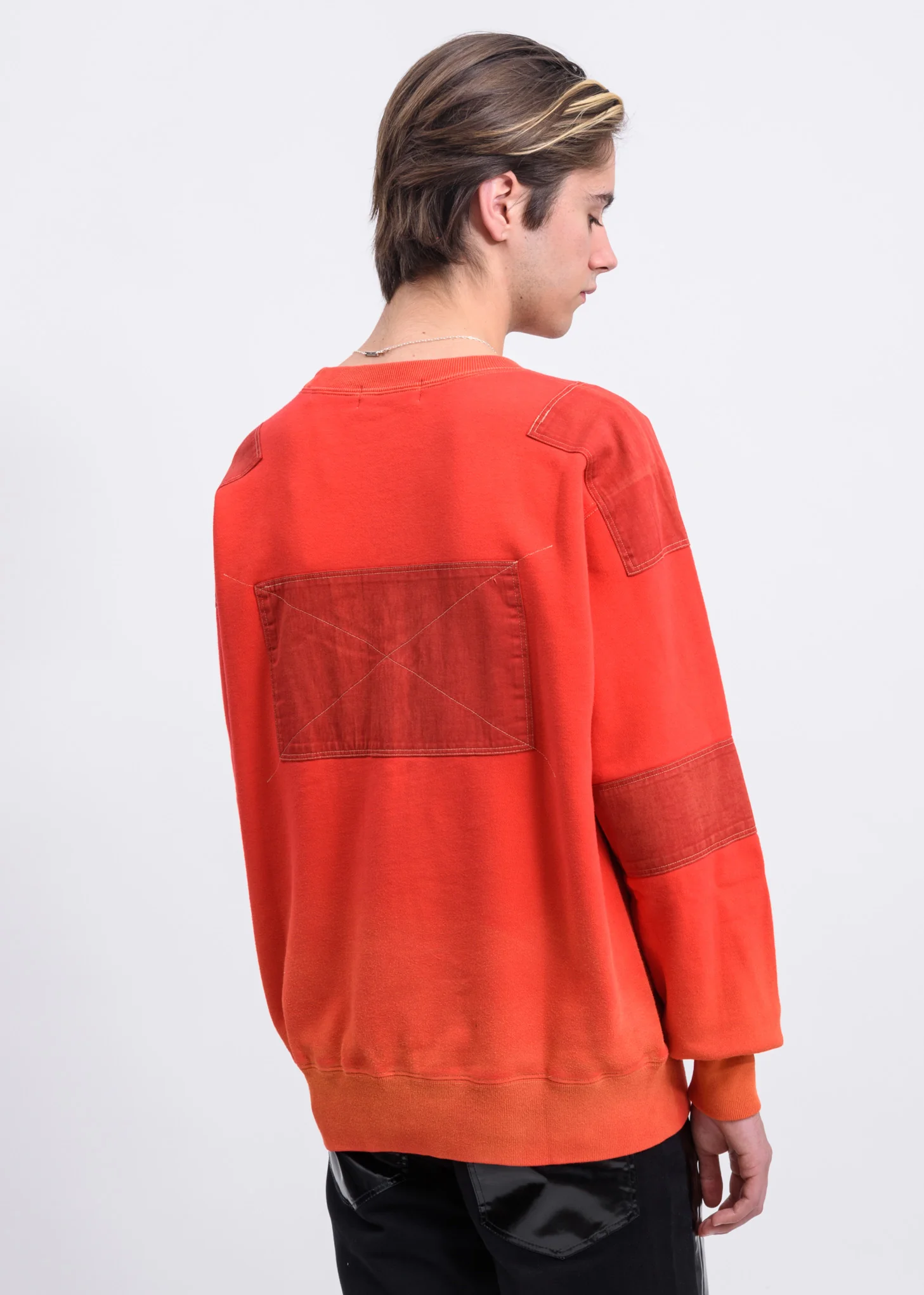 Orange Bleach Patchwork Sweater - Image 2