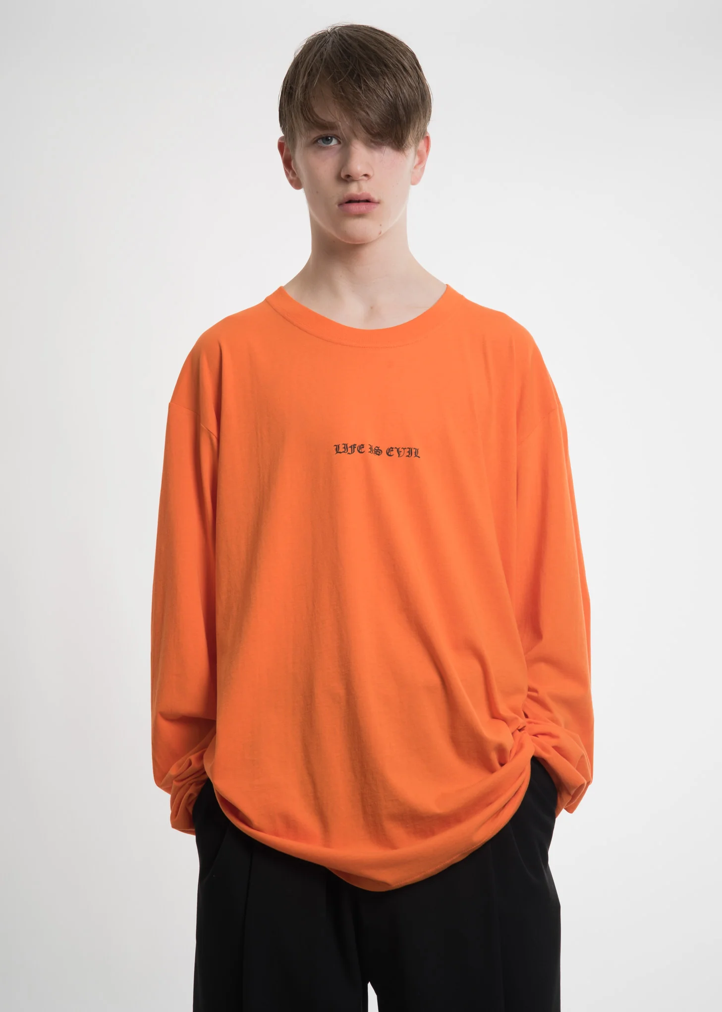 Orange "Life is Evil" T-Shirt - Image 2