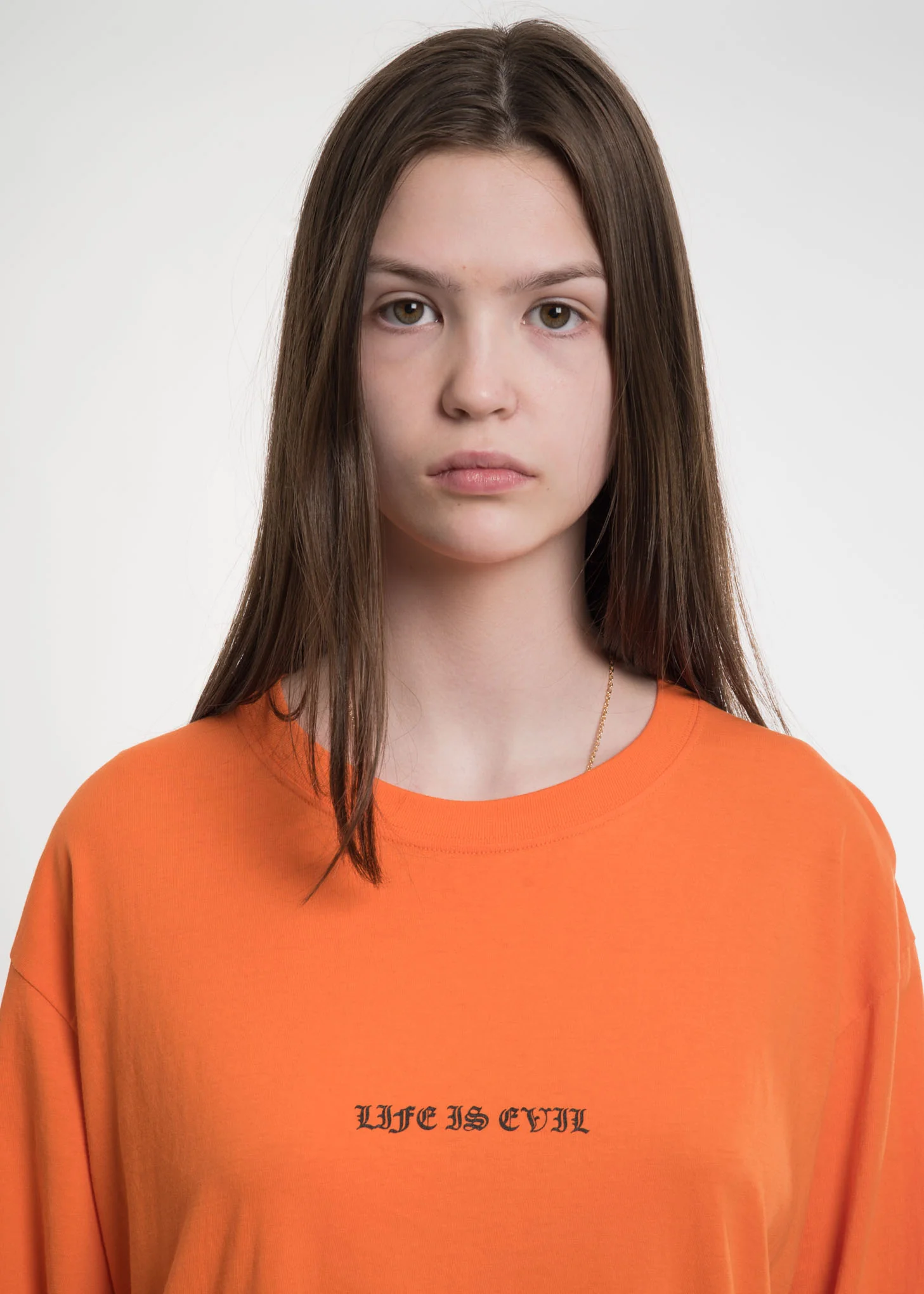 Orange "Life is Evil" T-Shirt - Image 3