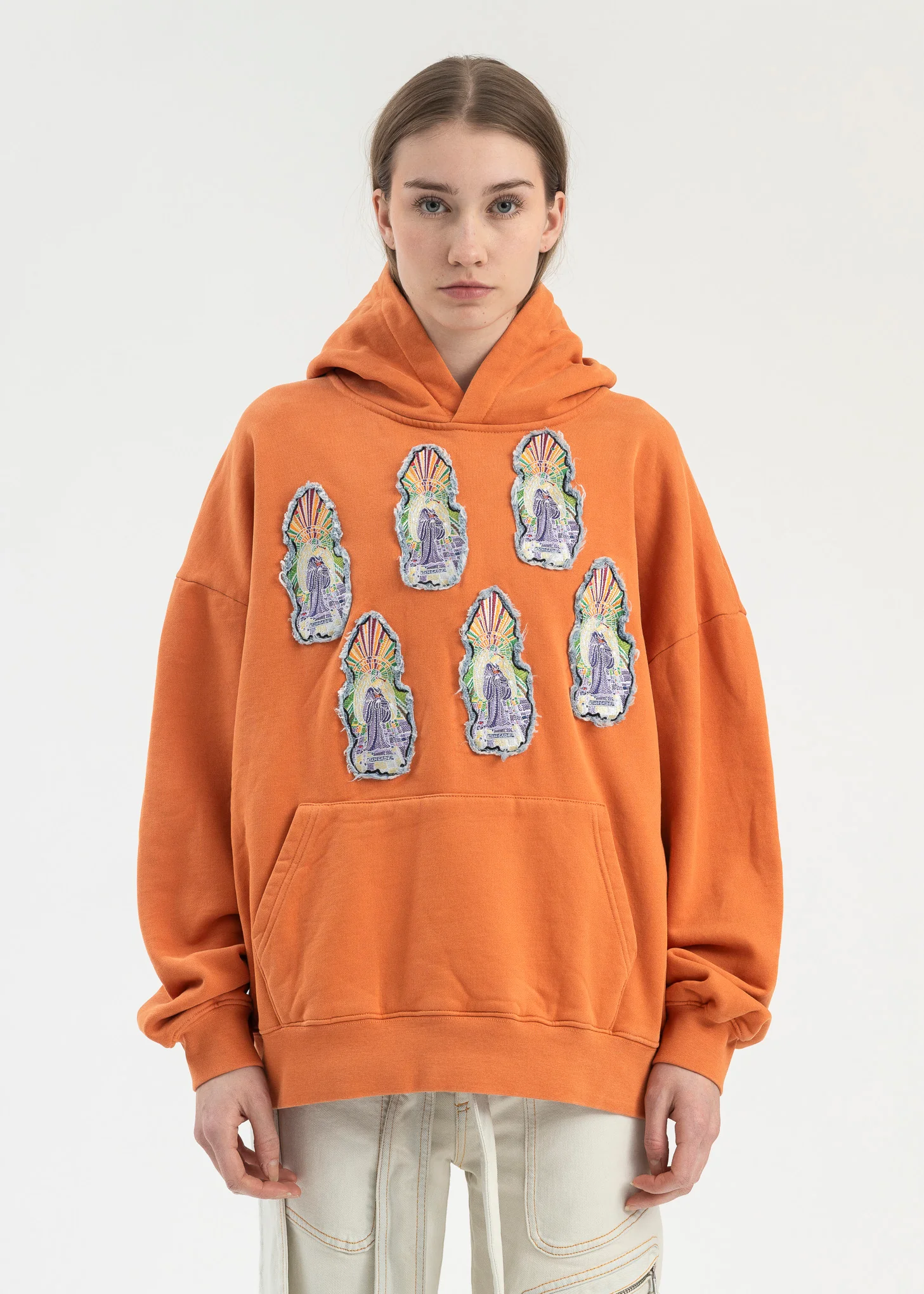ORANGE PATCHWORK HOODIE