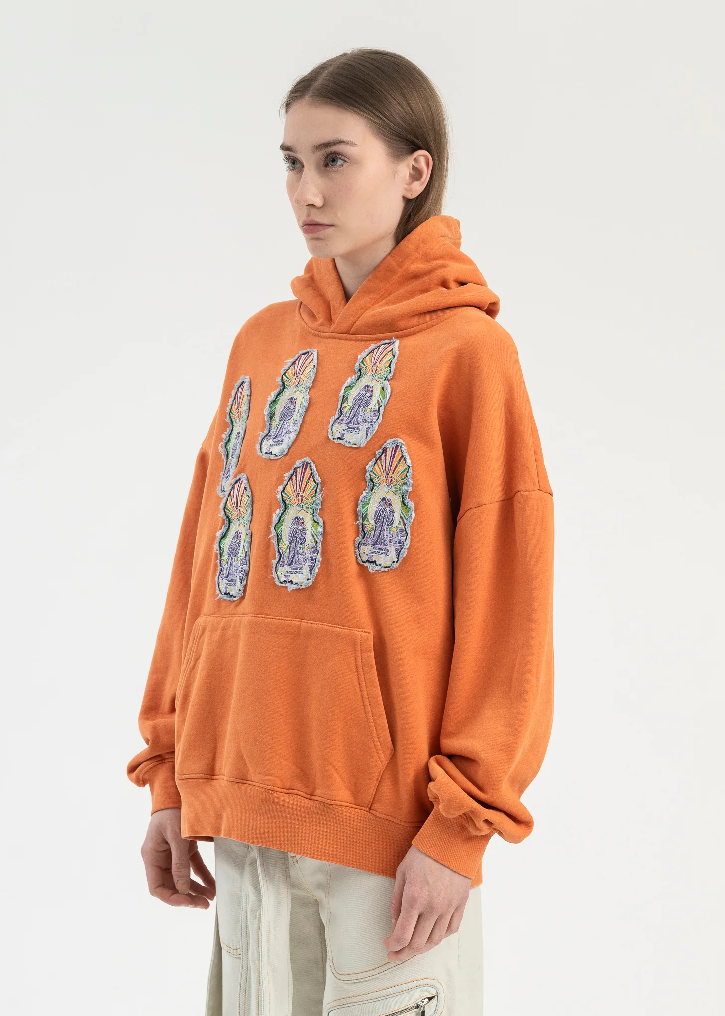 ORANGE PATCHWORK HOODIE - Image 3
