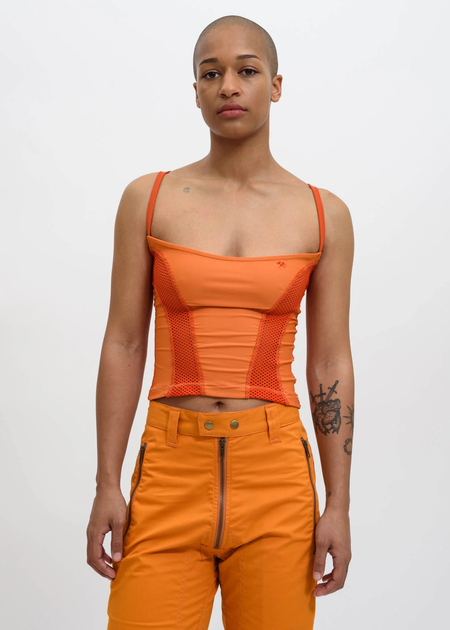 Orange Taan Mesh Top