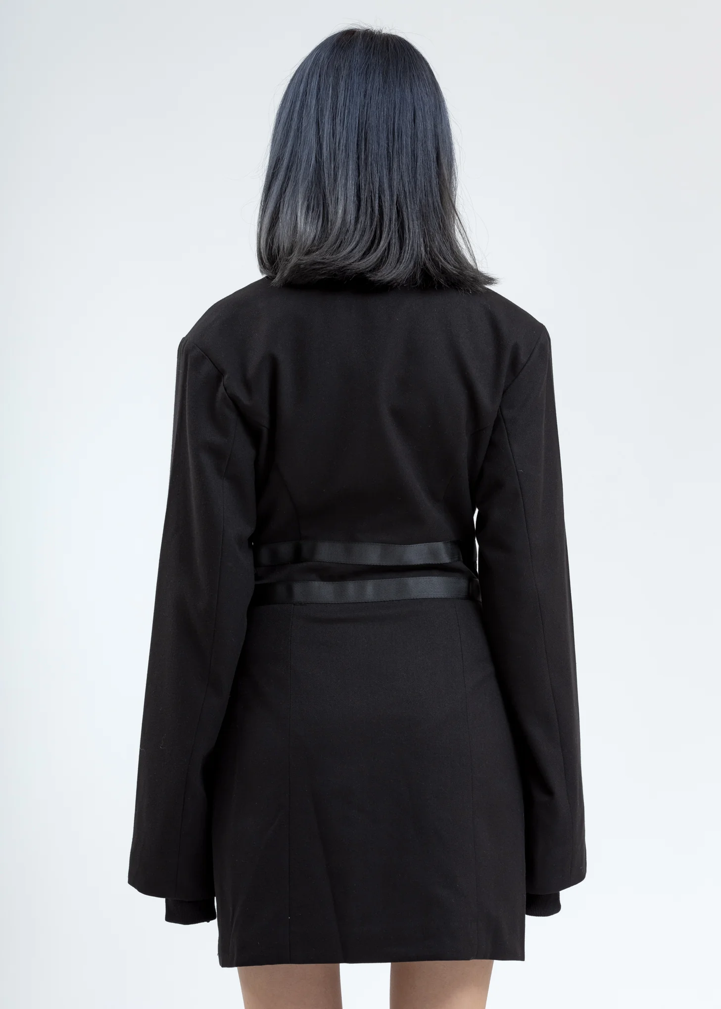 Black Oversized Buckle Wrap Blazer Dress - Image 5