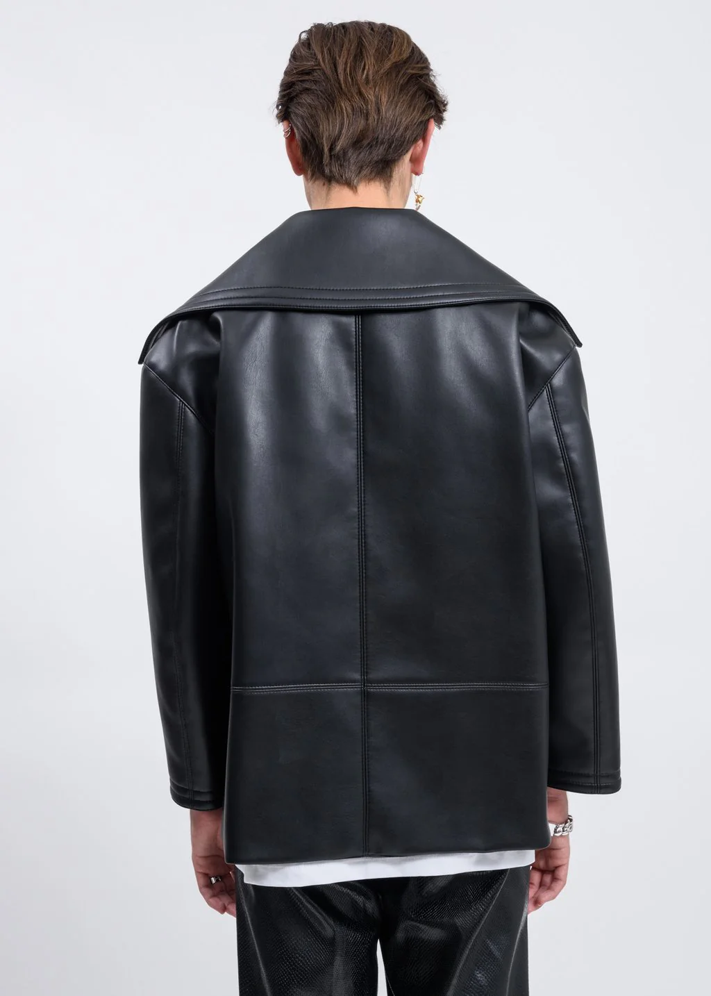 Oversized Faux Leather Jacket - Image 3