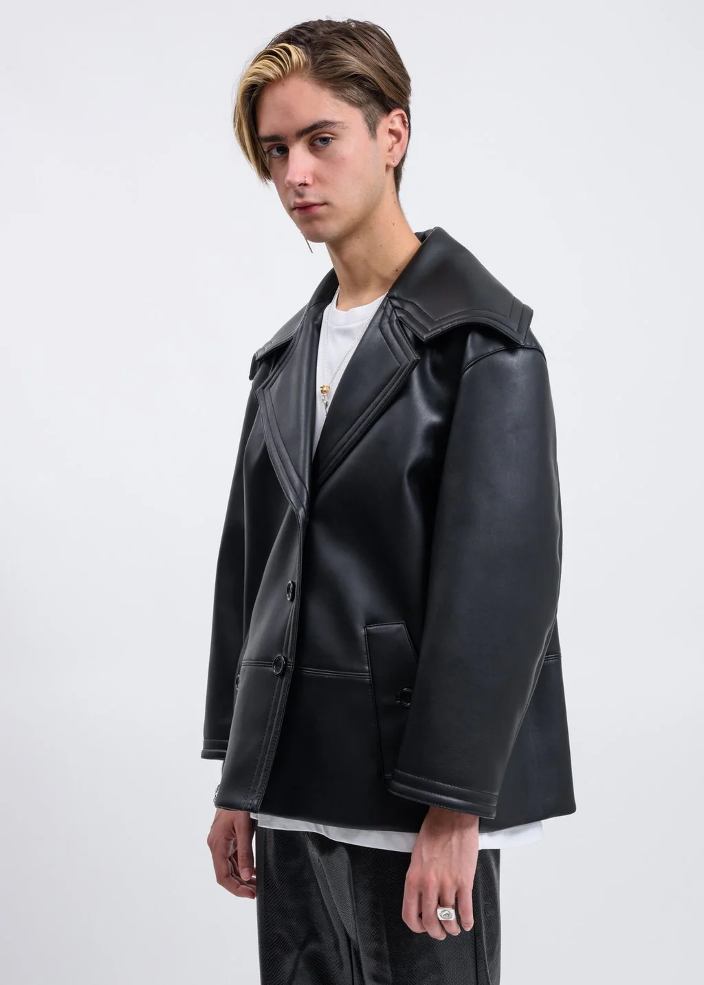 Oversized Faux Leather Jacket - Image 4