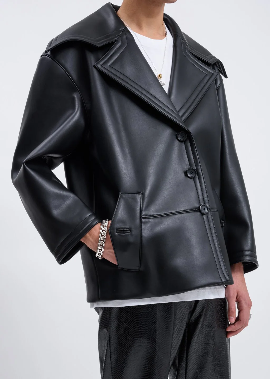 Oversized Faux Leather Jacket - Image 6