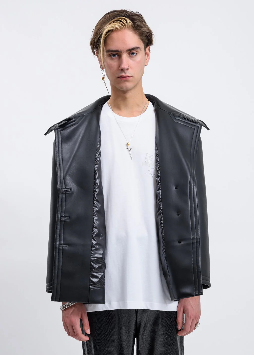 Oversized Faux Leather Jacket - Image 7
