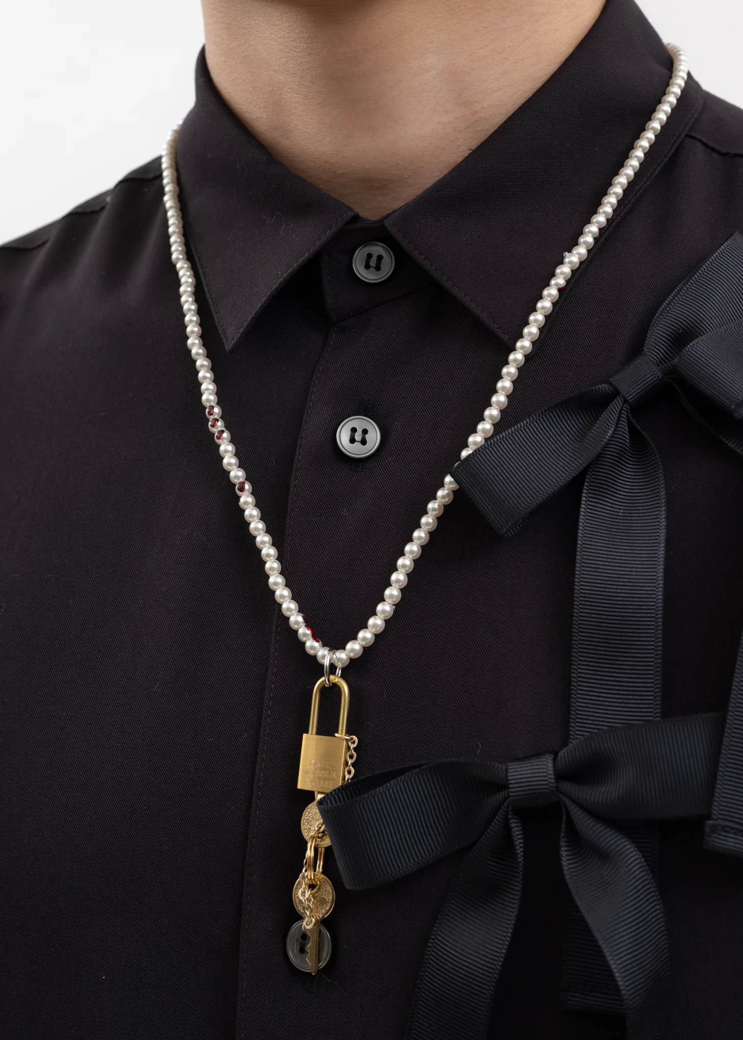 Padlock Pearl Necklace KIDILL × Malcolm Guerre Collaboration - Image 3