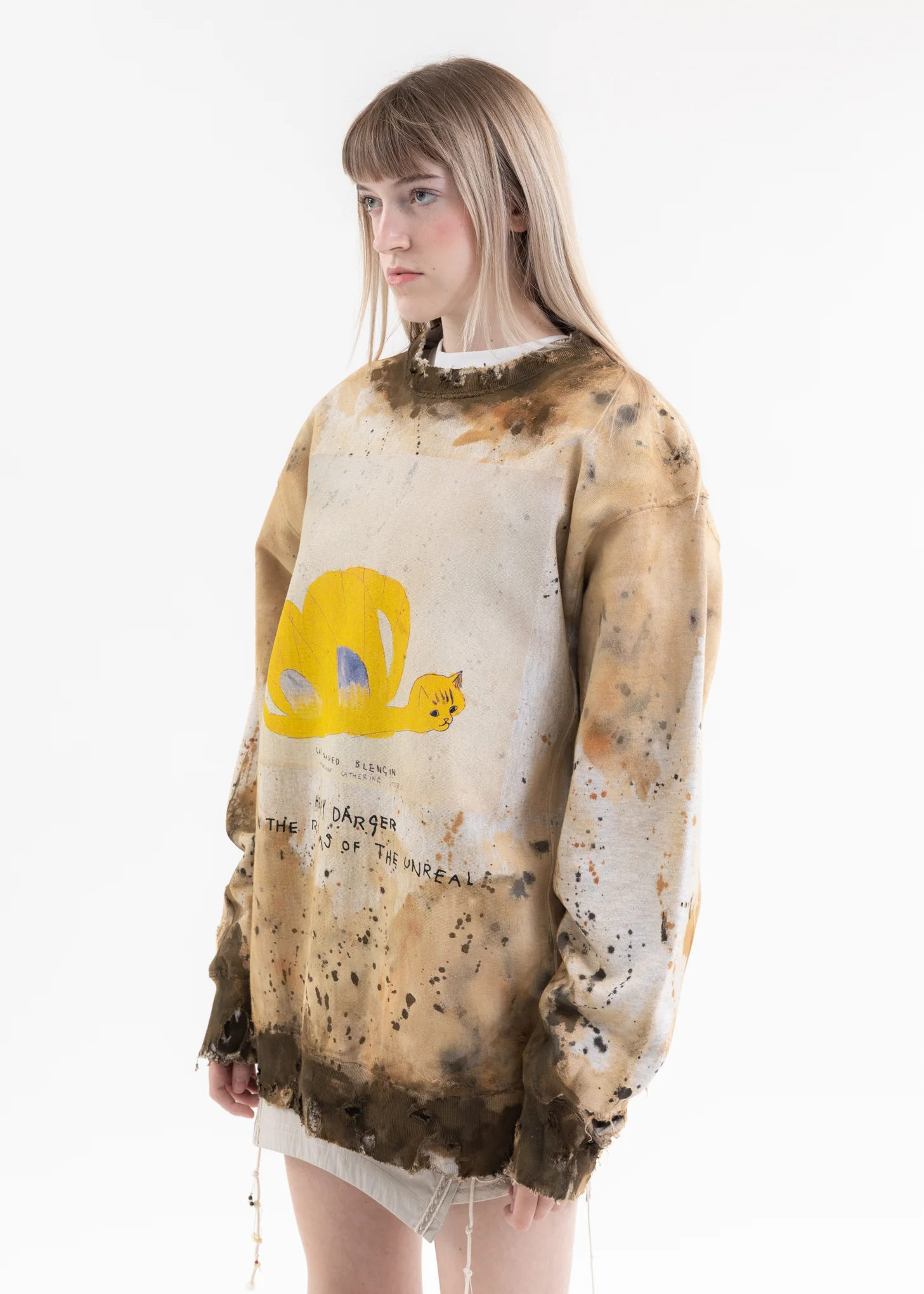 Paint Splatter Effect Pullover Sweat -  KIDILL × Henry Darger Collaboration - Image 3