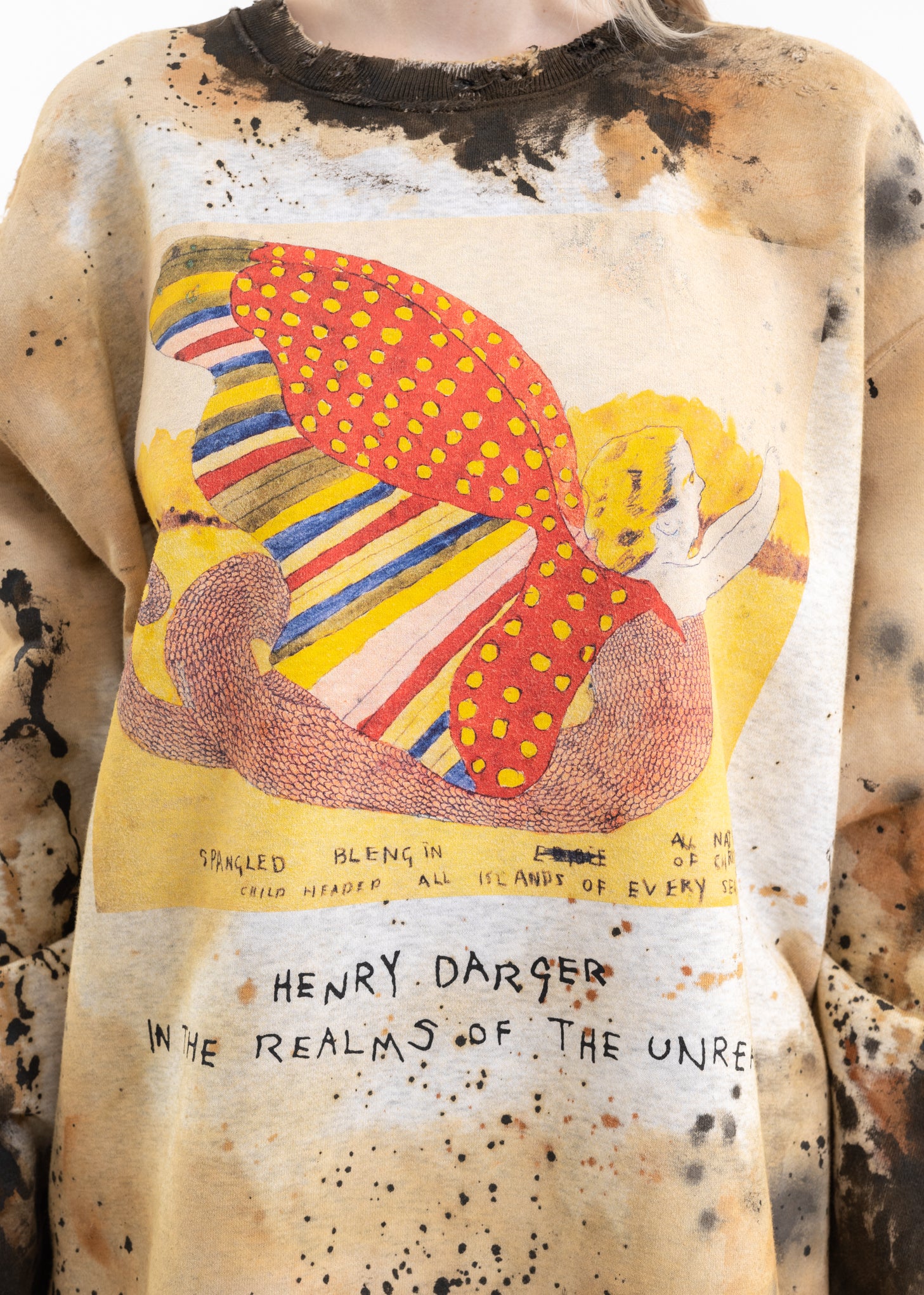 Paint Splatter Effect Pullover Sweat -  KIDILL × Henry Darger Collaboration - Image 4