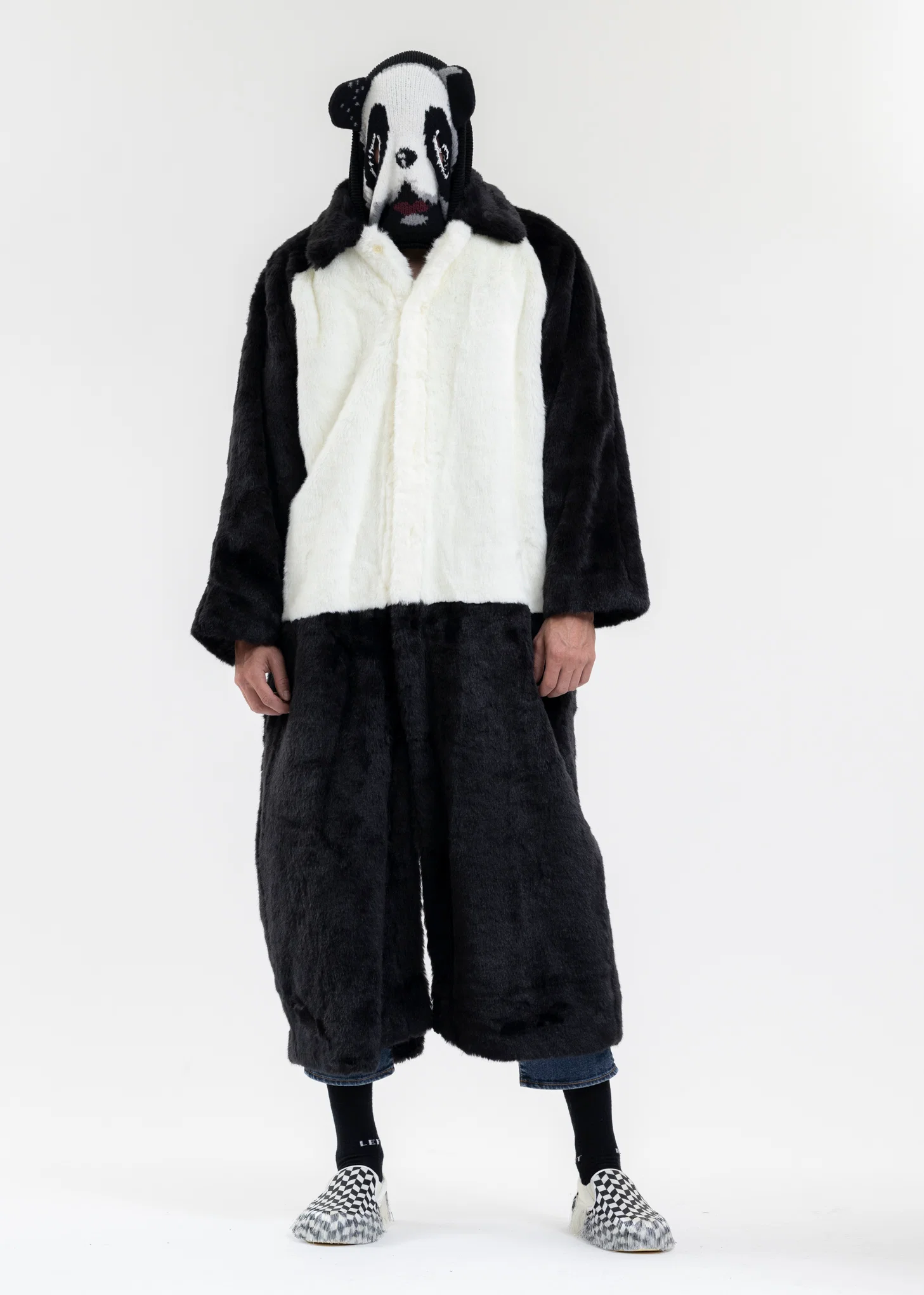 BLACK 2WAY COSTUME FUR COAT (PANDA) - Image 10
