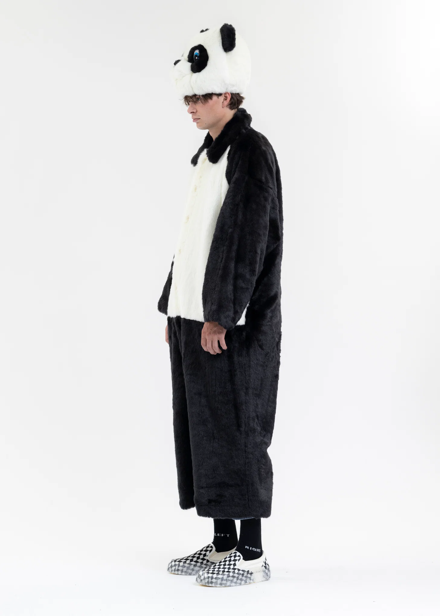 BLACK 2WAY COSTUME FUR COAT (PANDA) - Image 2