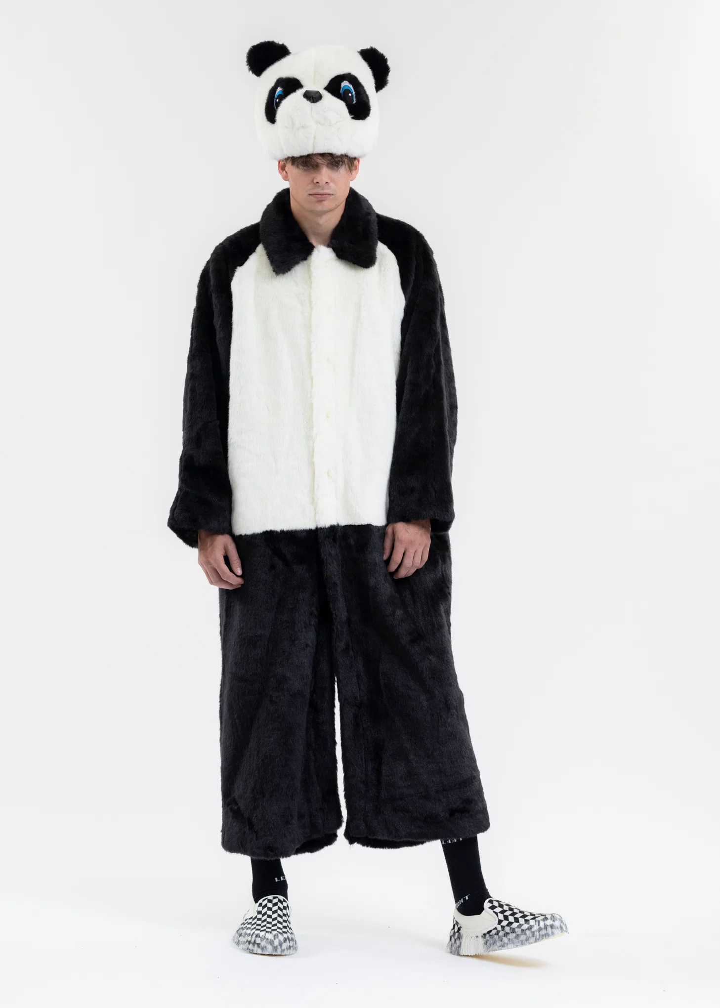 BLACK 2WAY COSTUME FUR COAT (PANDA) - Image 4