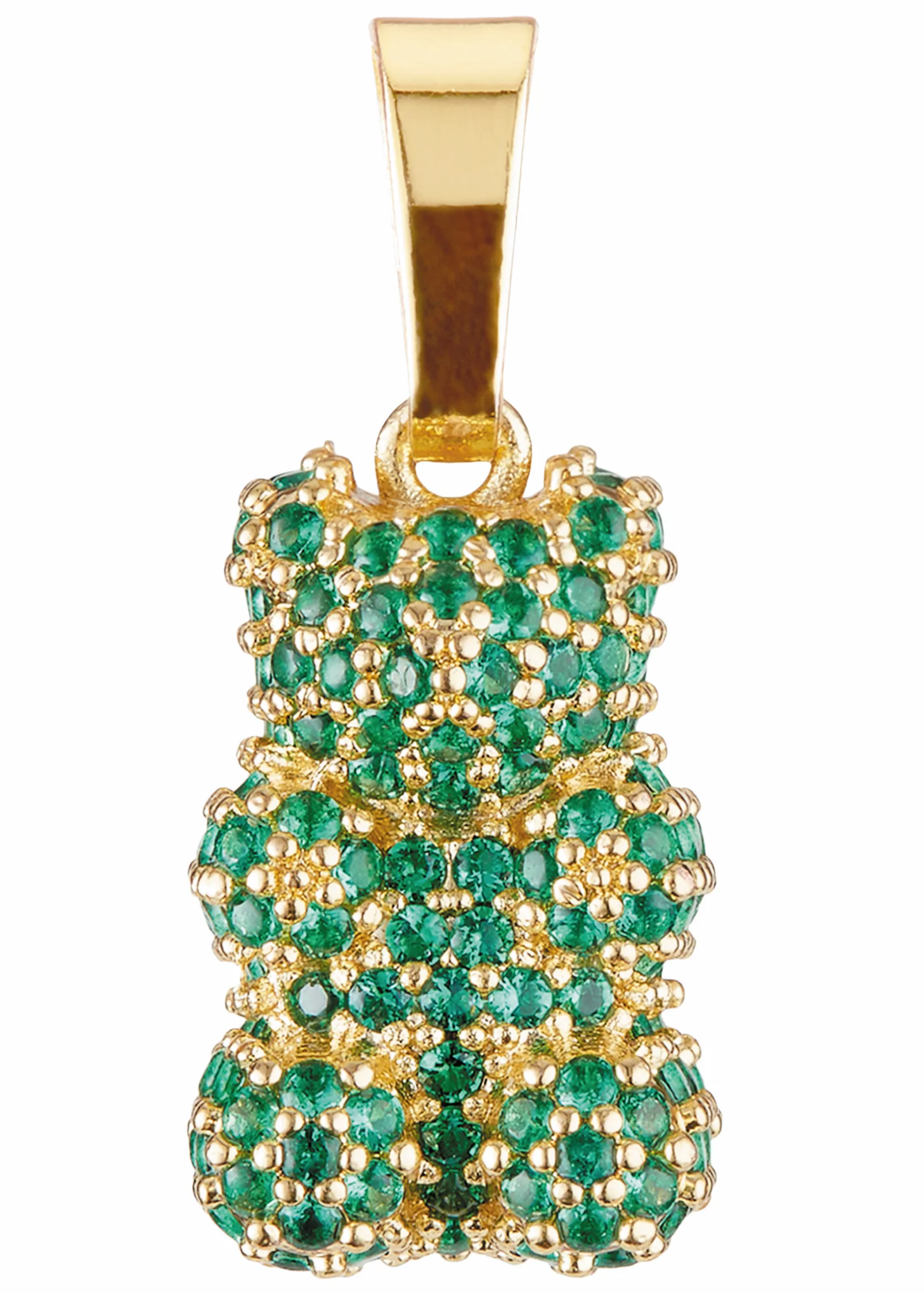 Pave Nostalgia Bear Pendant - Emerald