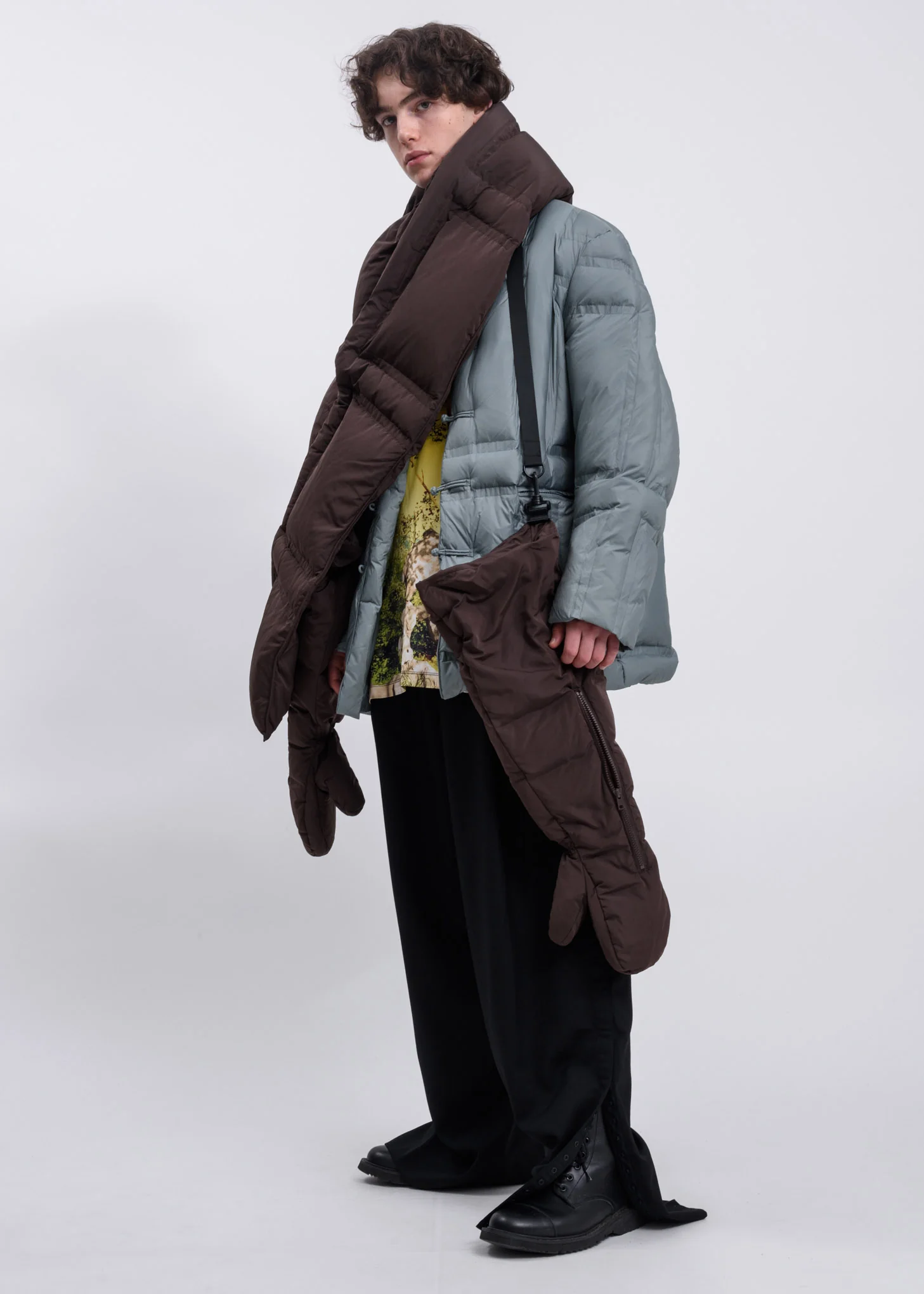 Pea Green Panel Puffer Tang Jacket - Image 6