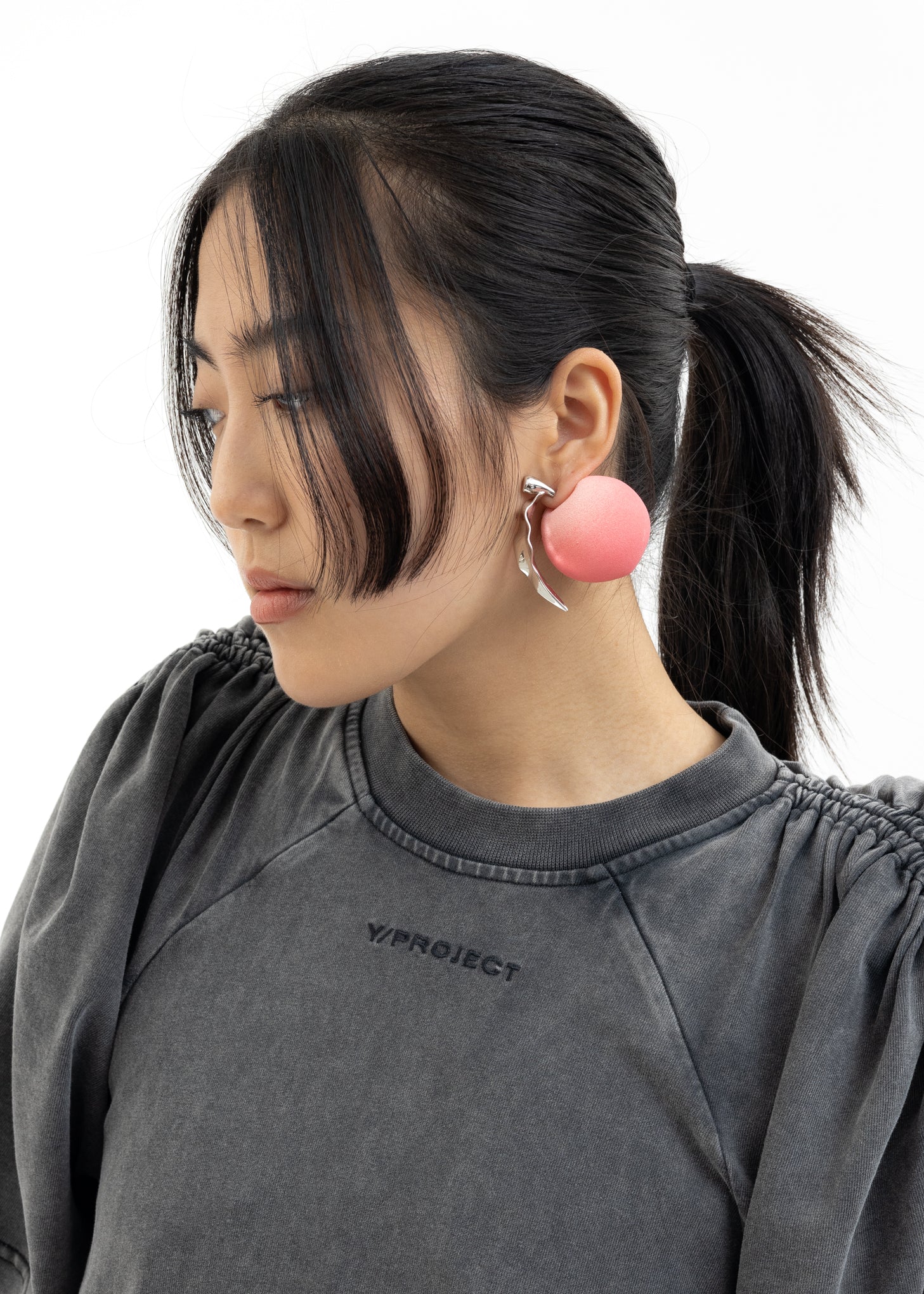 Peach Earring With Silver Leaf - Single - Image 4