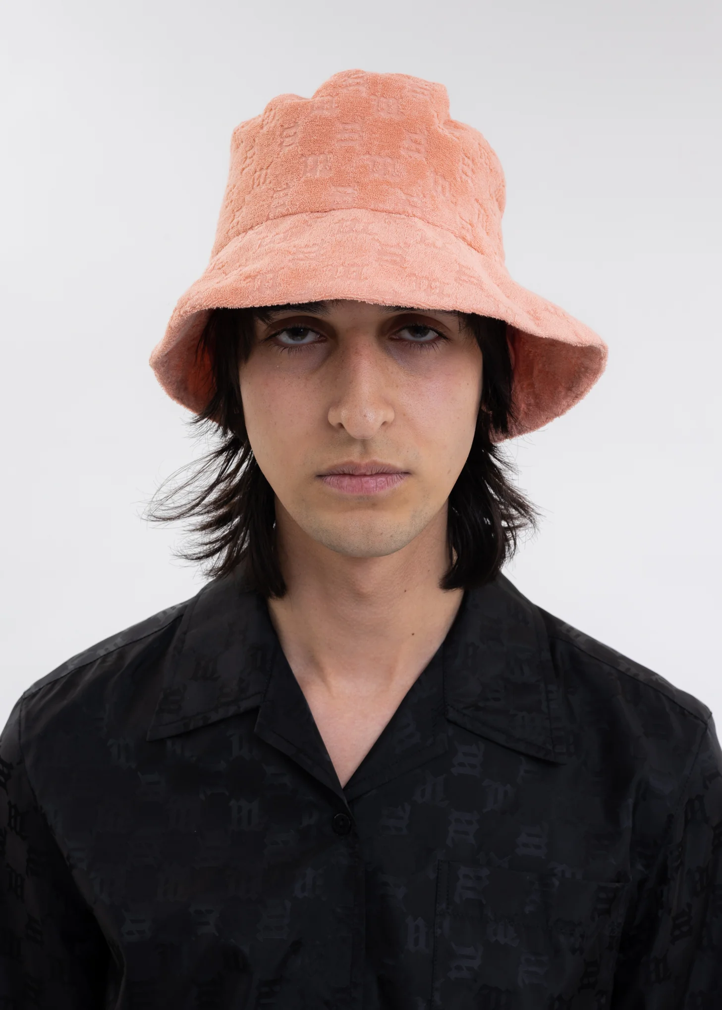Peach MONOGRAM TOWELLING Bucket Hat - Image 3
