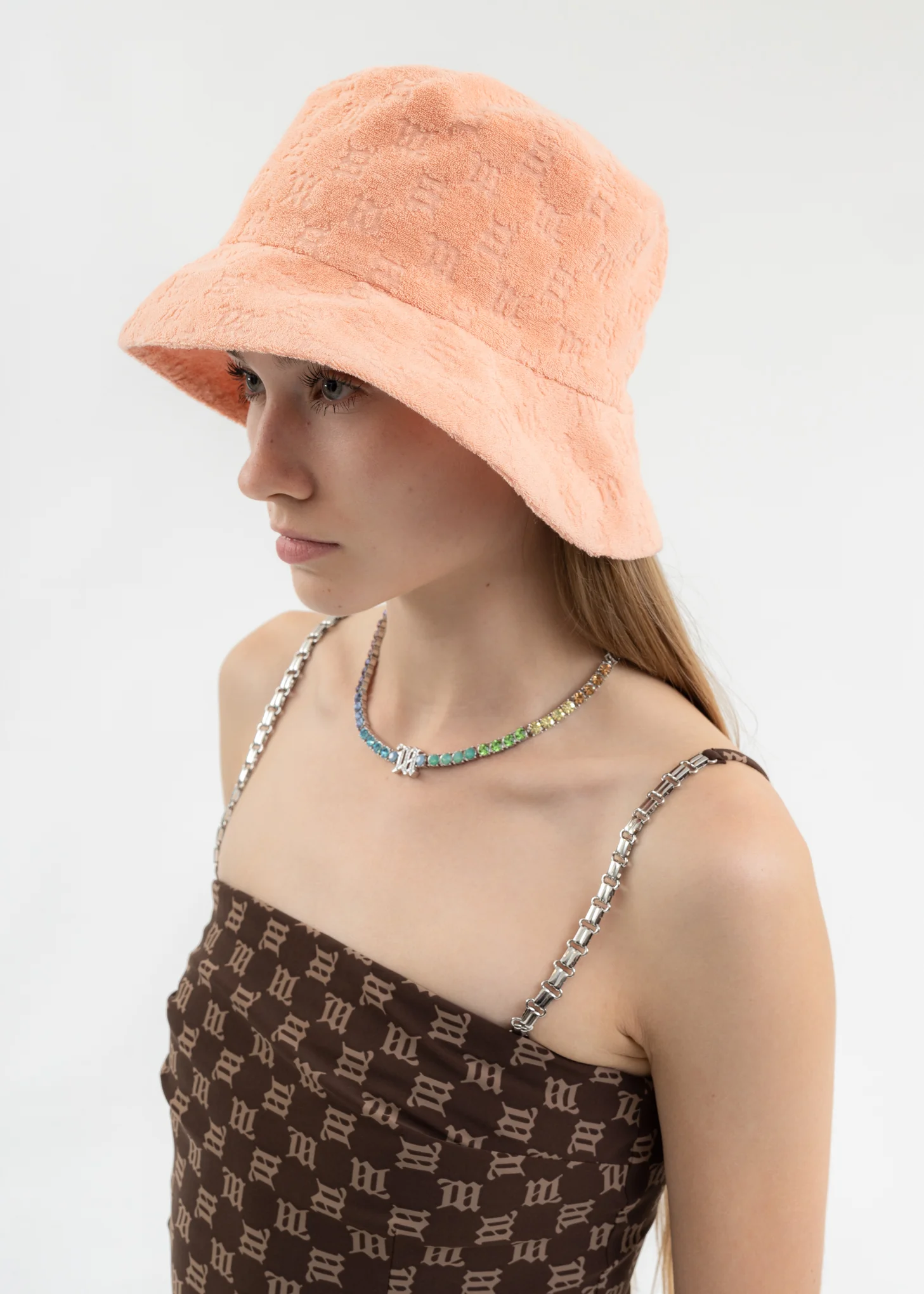 Peach MONOGRAM TOWELLING Bucket Hat