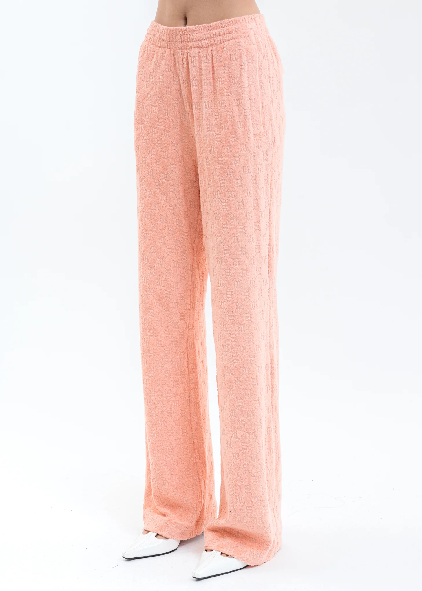 Peach MONOGRAM TOWELLING RELAXED Trousers - Image 2