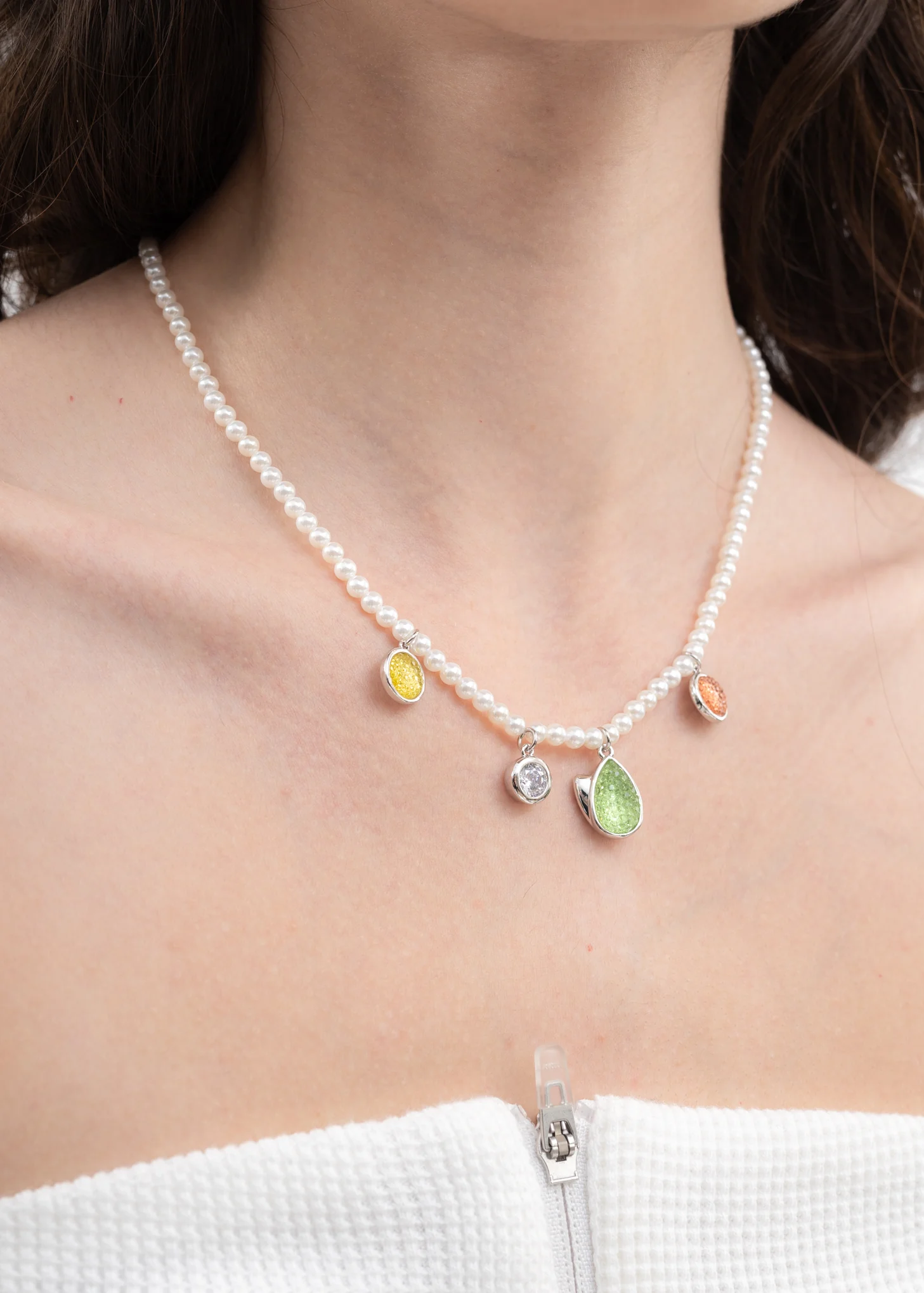 Pearl and Multi Tulip Necklace - Image 3