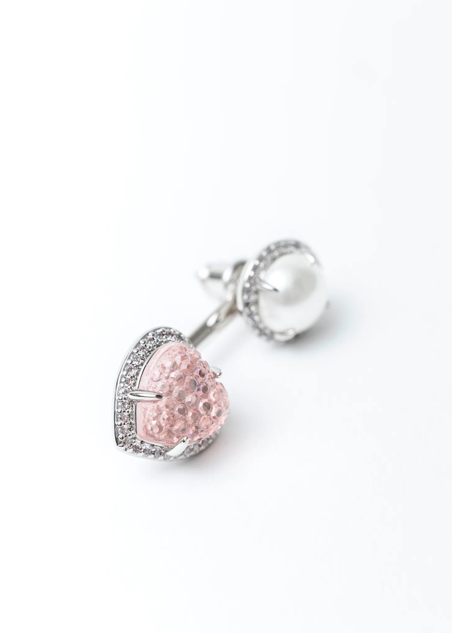Pearl And Pink Heart Earring - Single - Image 4