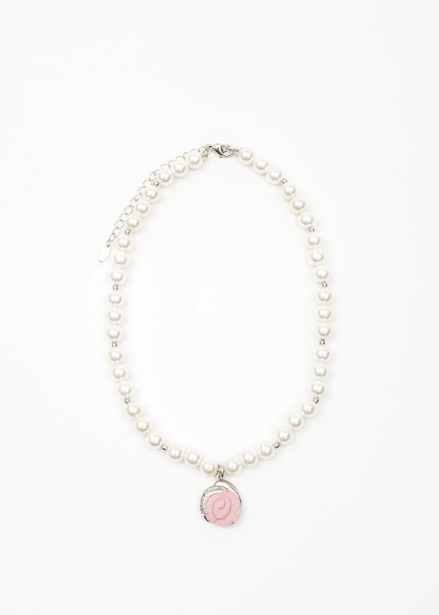 Pearl And Pink Velvet Rose Necklace
