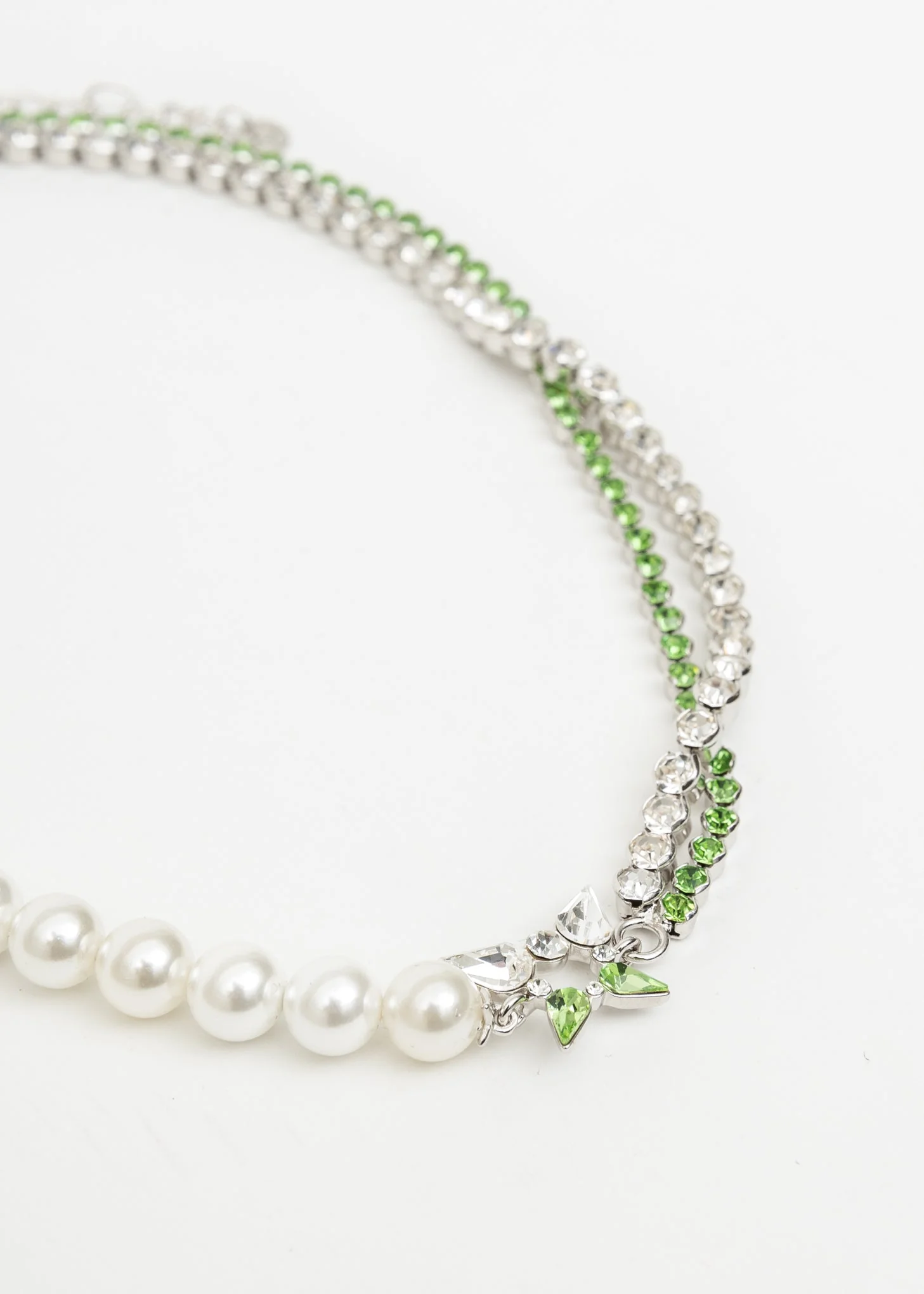 Pearl And Silver, Green Stone Butterfly Necklace - Image 4