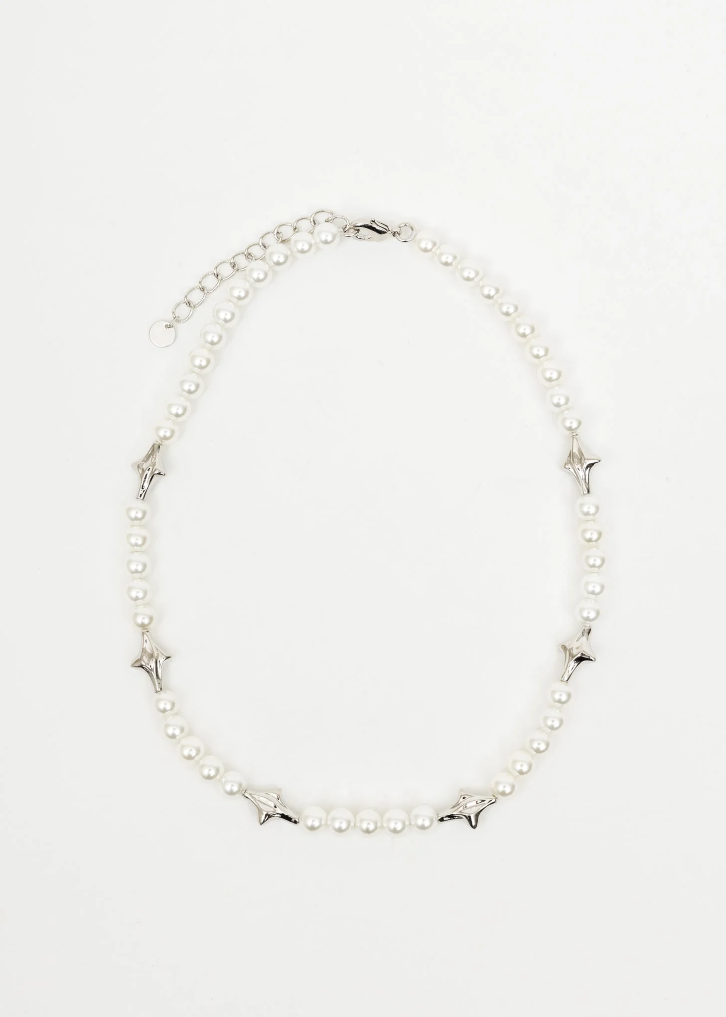 Pearl And Silver Stars Necklace