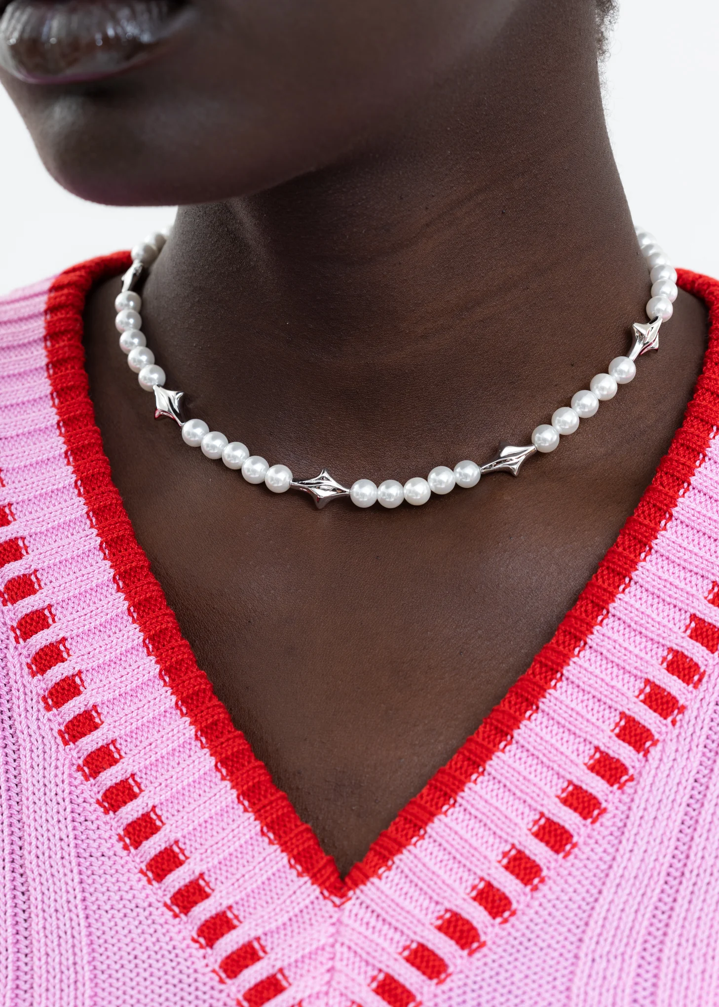 Pearl And Silver Stars Necklace - Image 3
