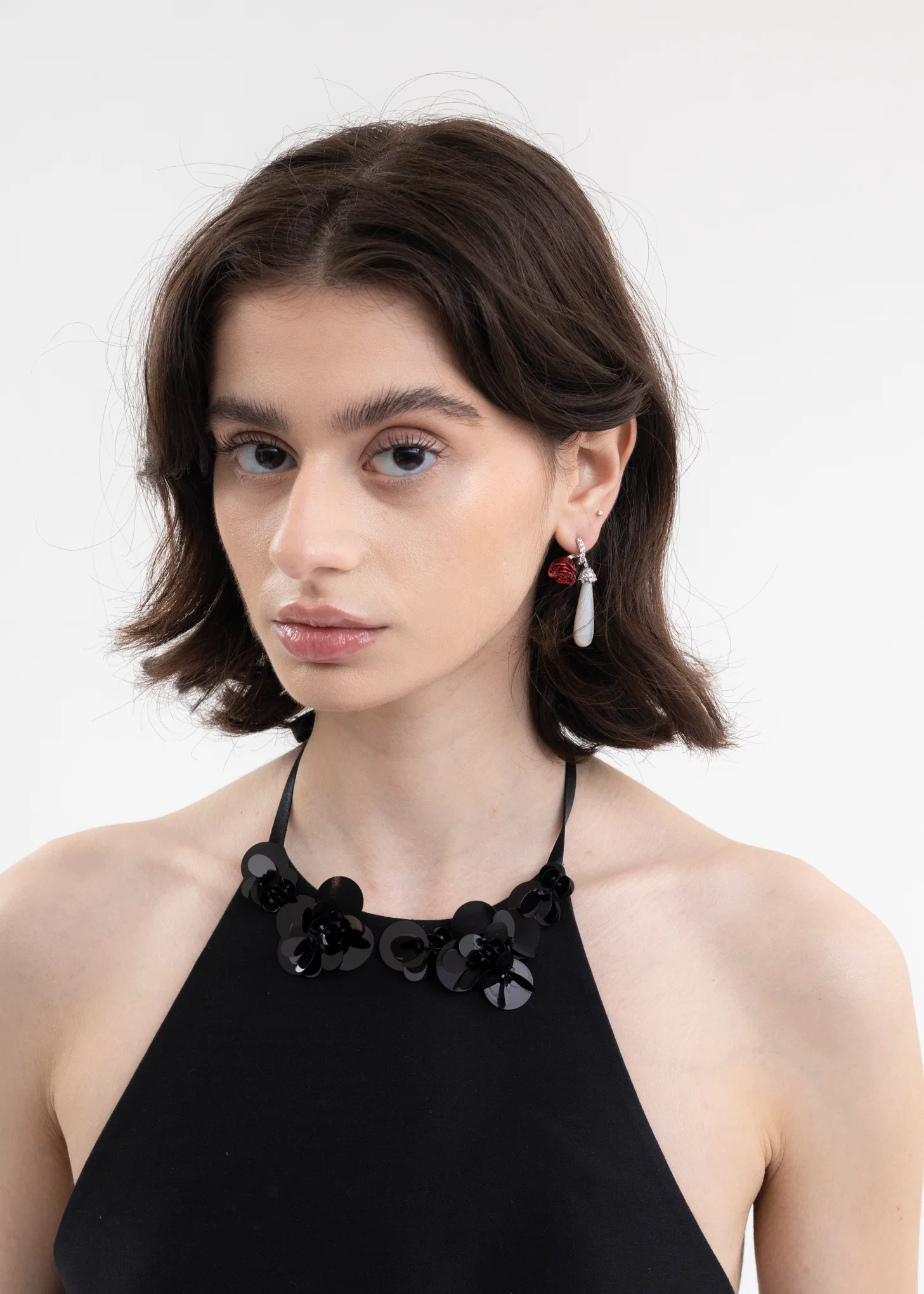 Pearl Drop Sleeping Rose Earring - (Single) - Image 2