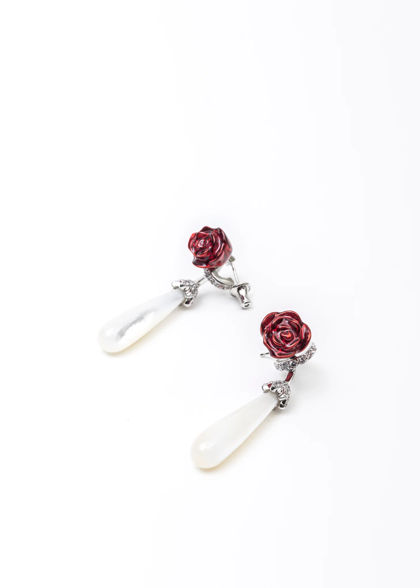 Pearl Drop Sleeping Rose Earring - (Single) - Image 7