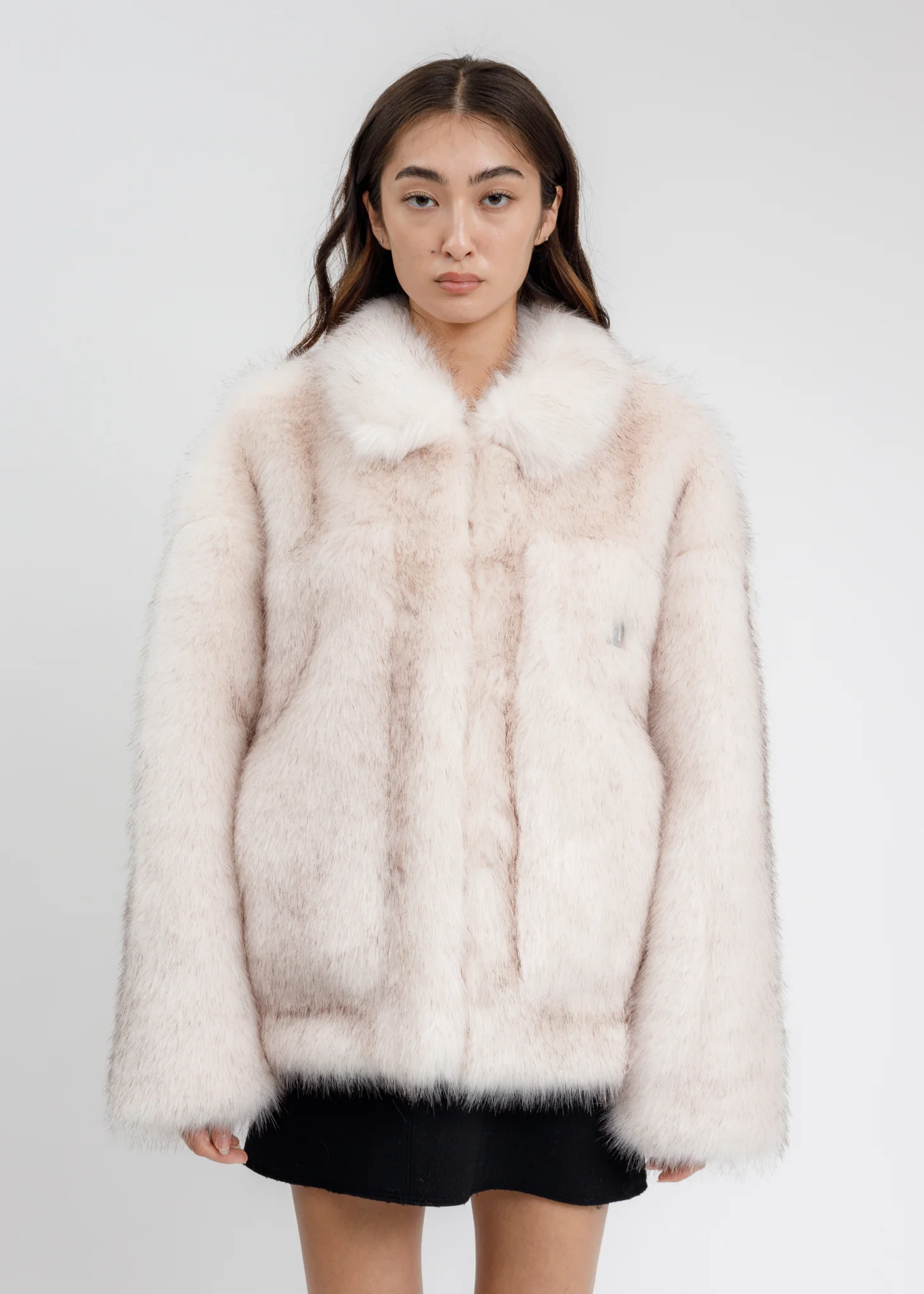 Pink And Black Faux Fur Trucker Jacket