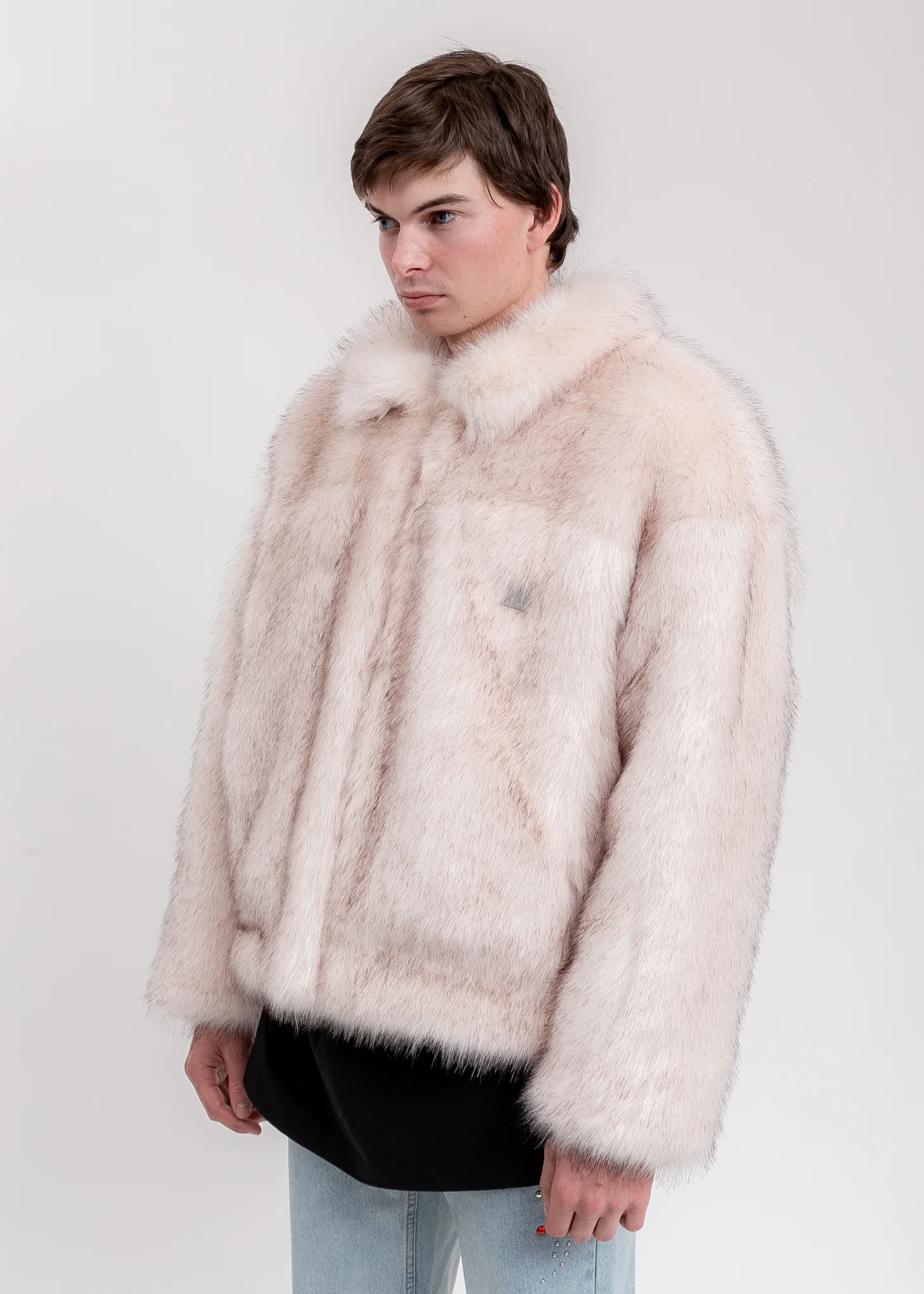 Pink And Black Faux Fur Trucker Jacket - Image 2