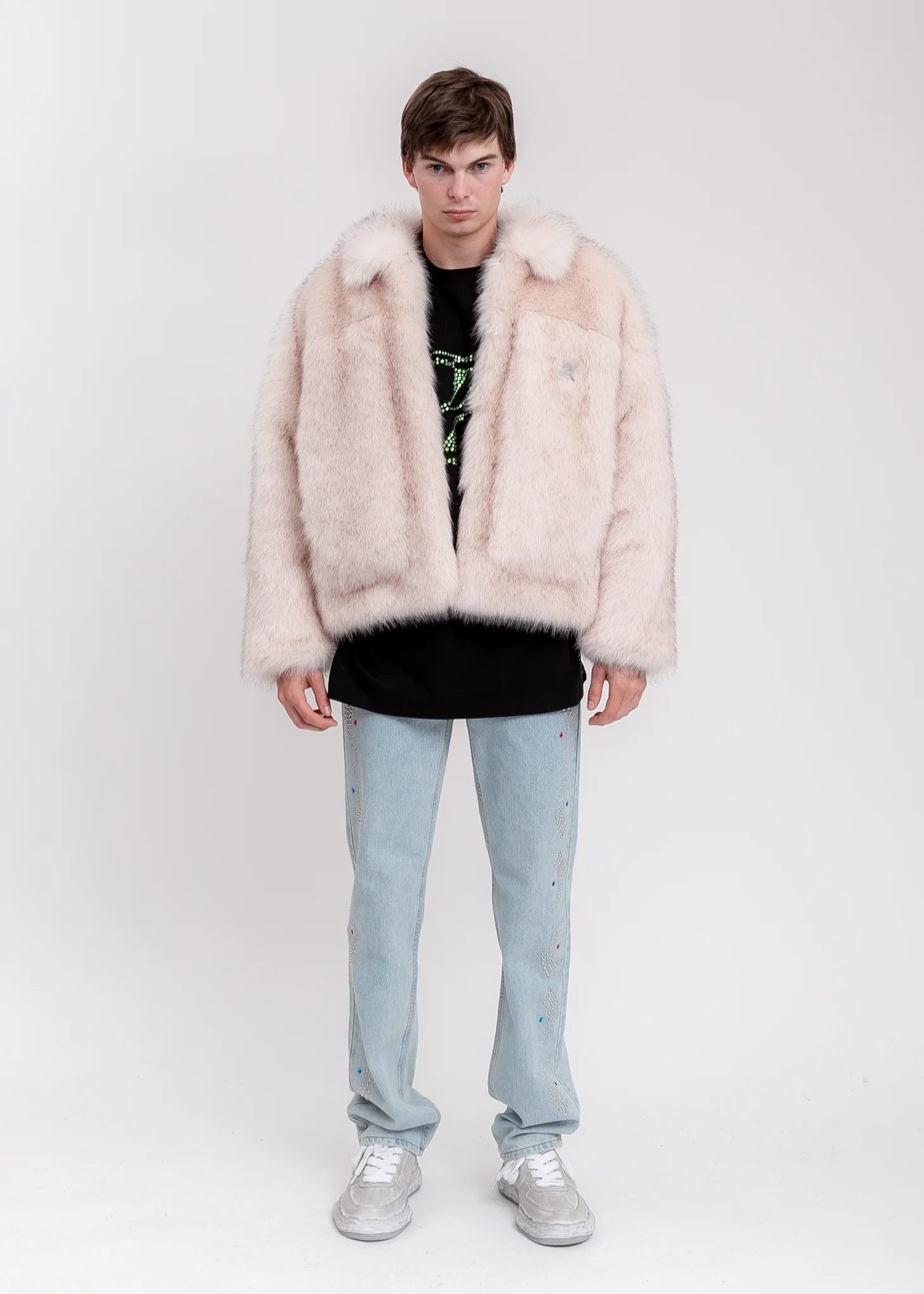 Pink And Black Faux Fur Trucker Jacket - Image 9