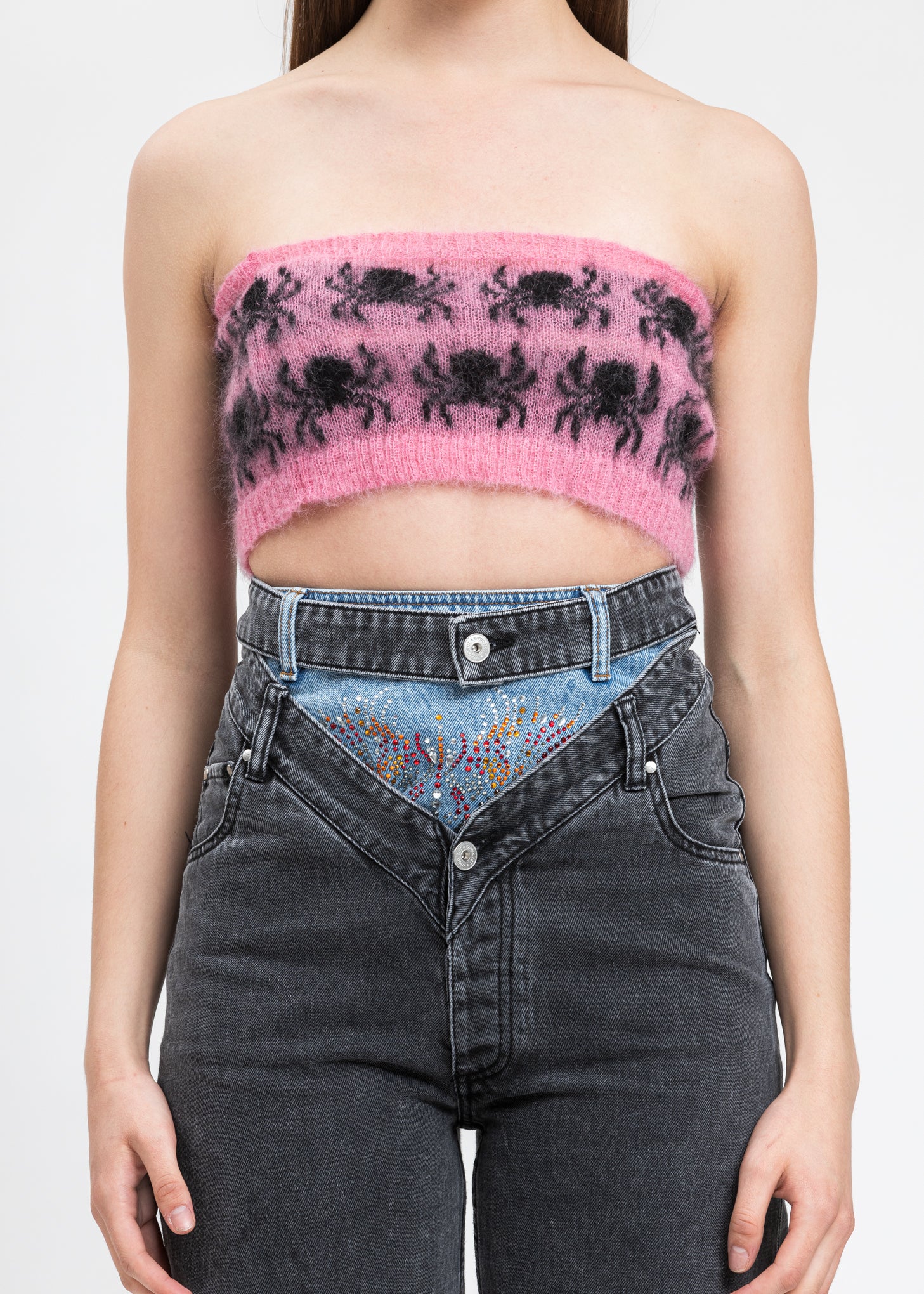 Pink And Black Mohair Spider Tube Bra - Image 2