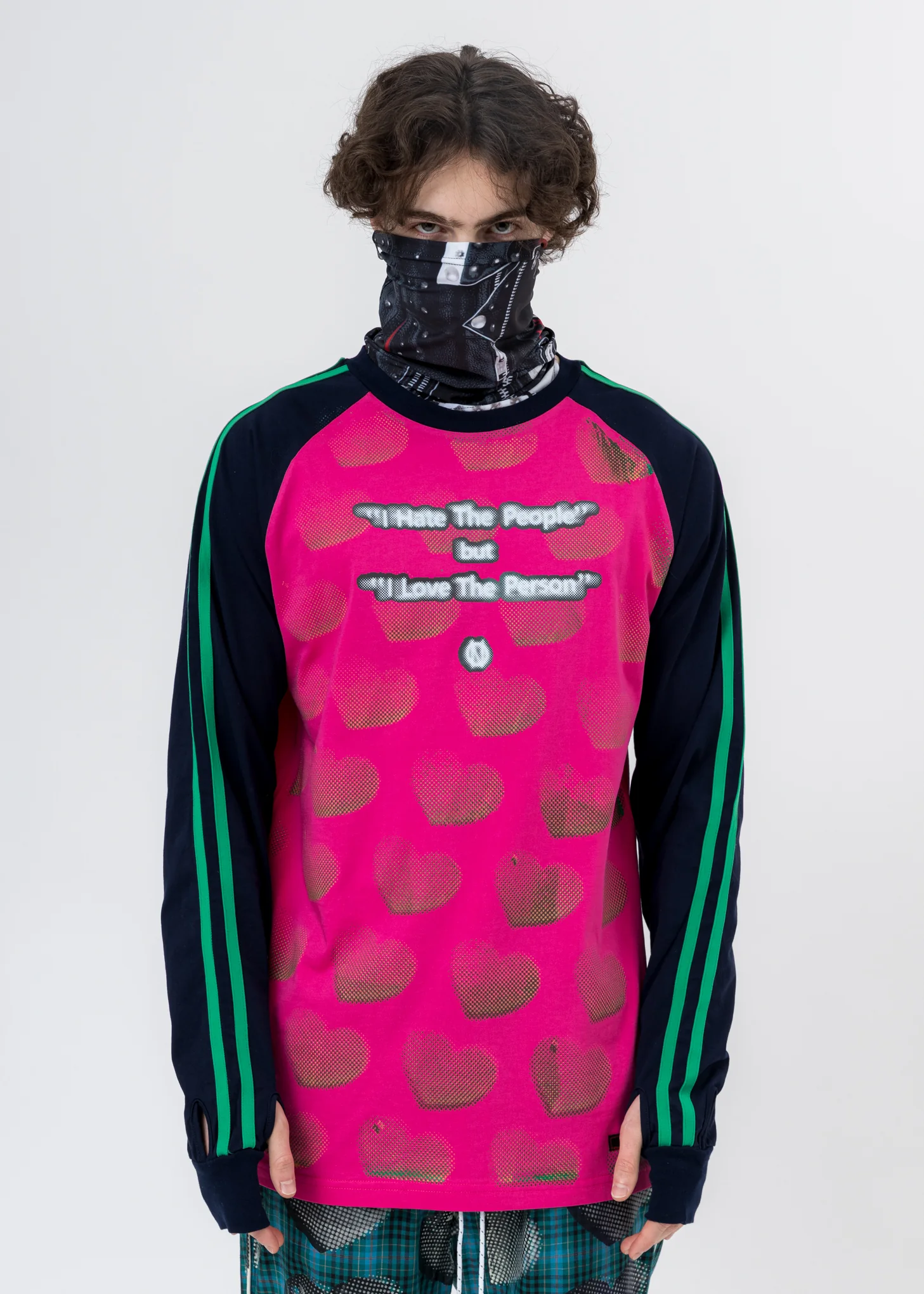 Pink And Navy "HATE PEOPLE LOVE PERSON" Long Sleeve T-Shirt