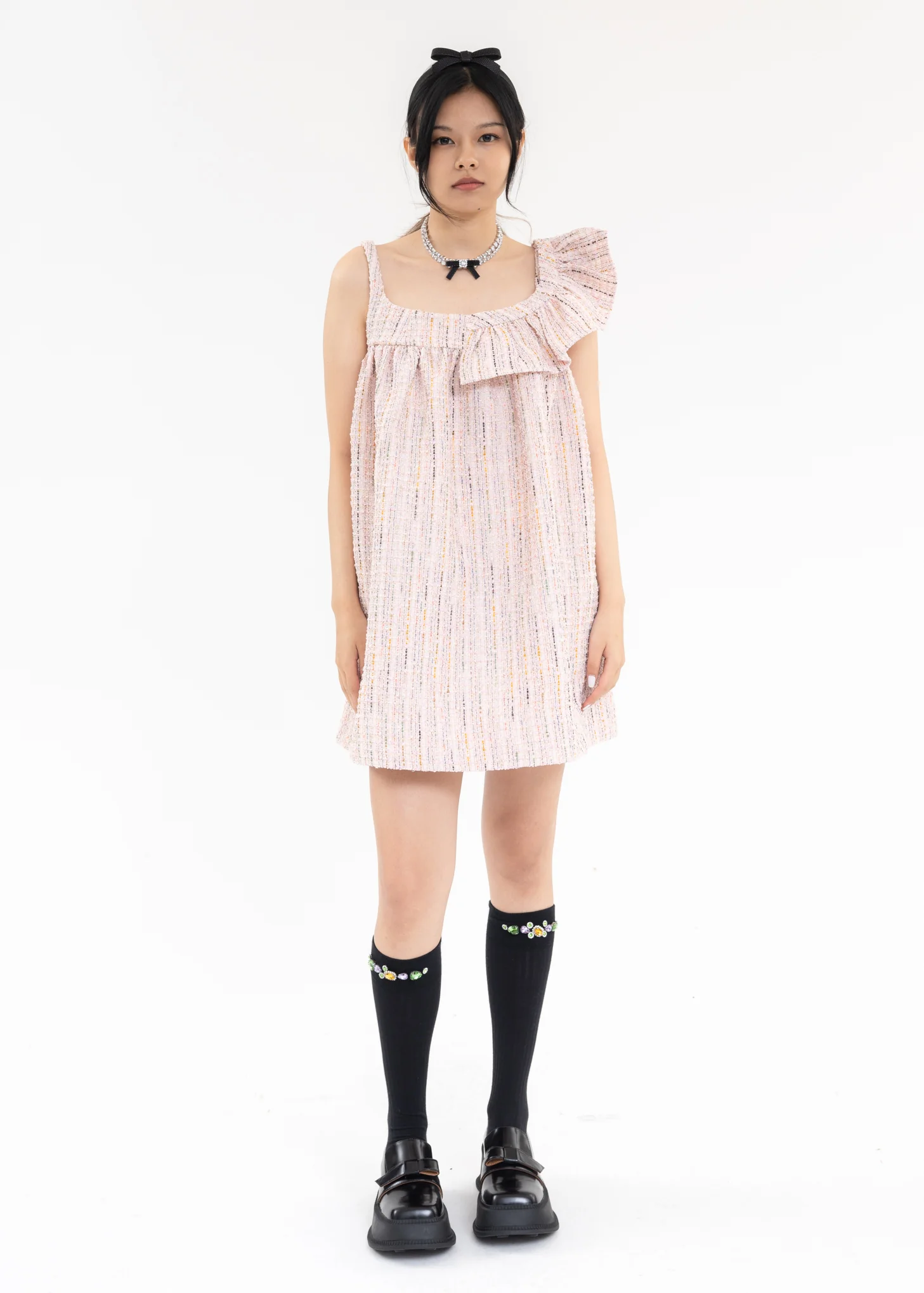 Pink And White Asymmetric Dress