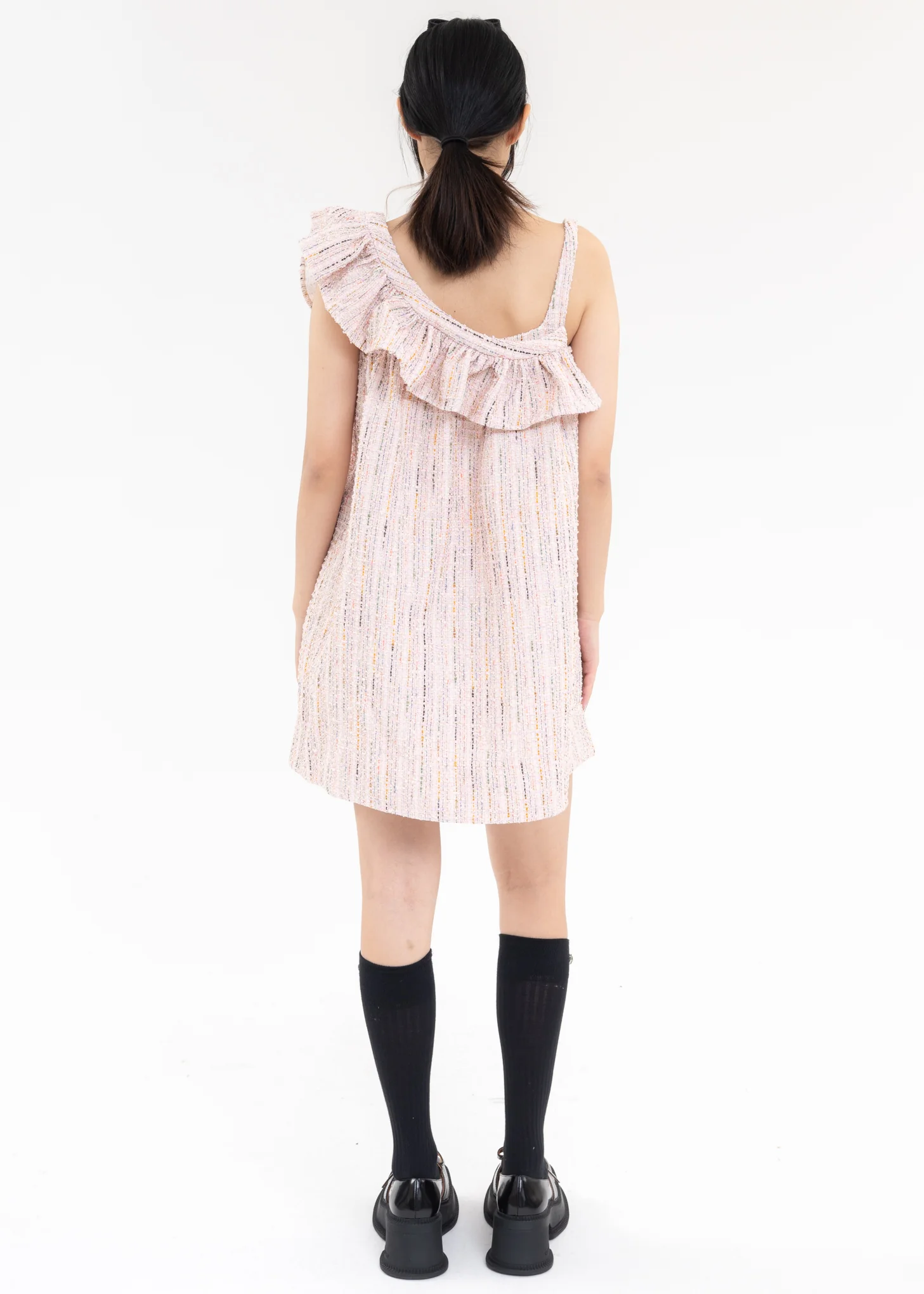 Pink And White Asymmetric Dress - Image 2