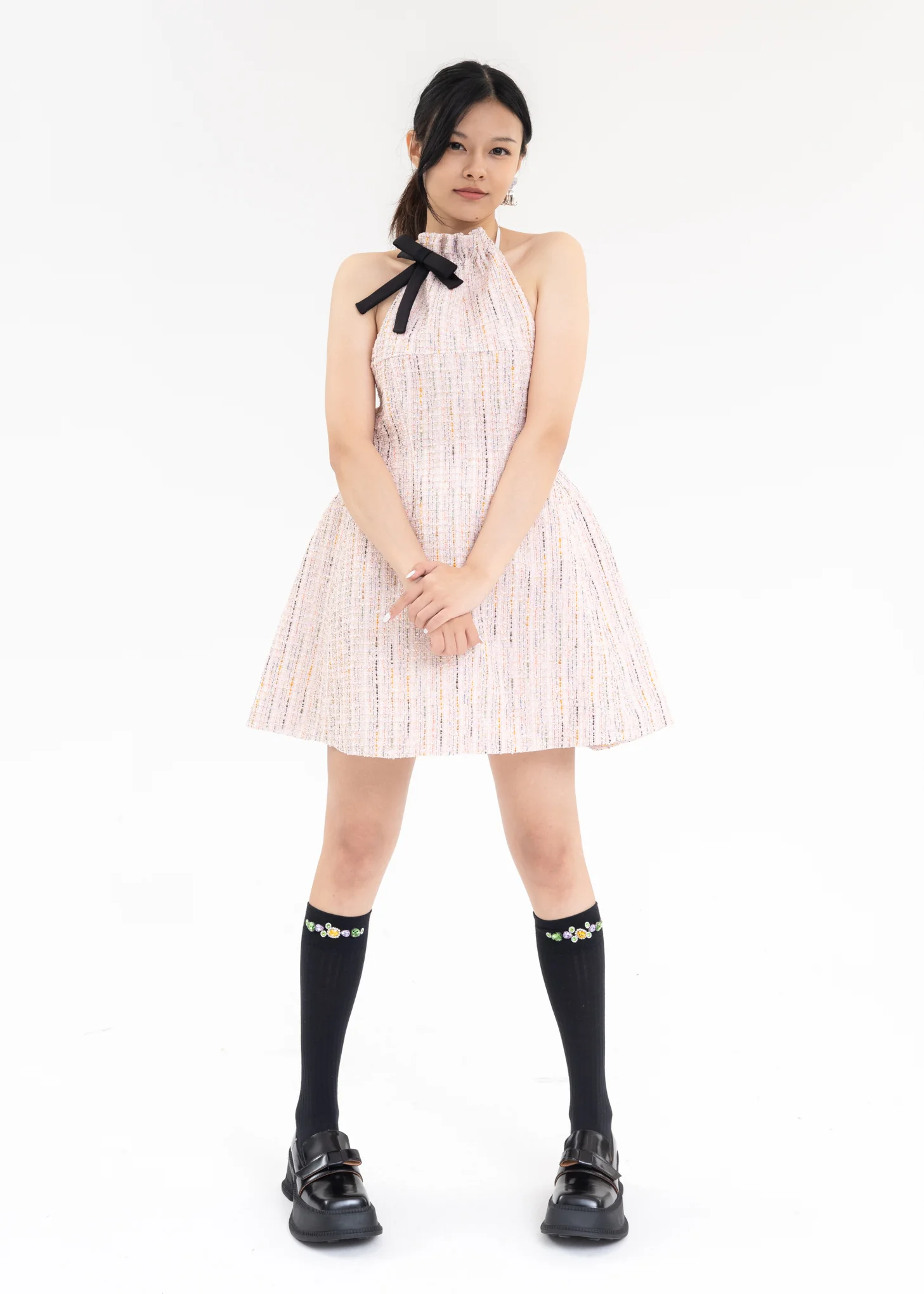 Pink And White Halterneck A Line Dress - Image 5