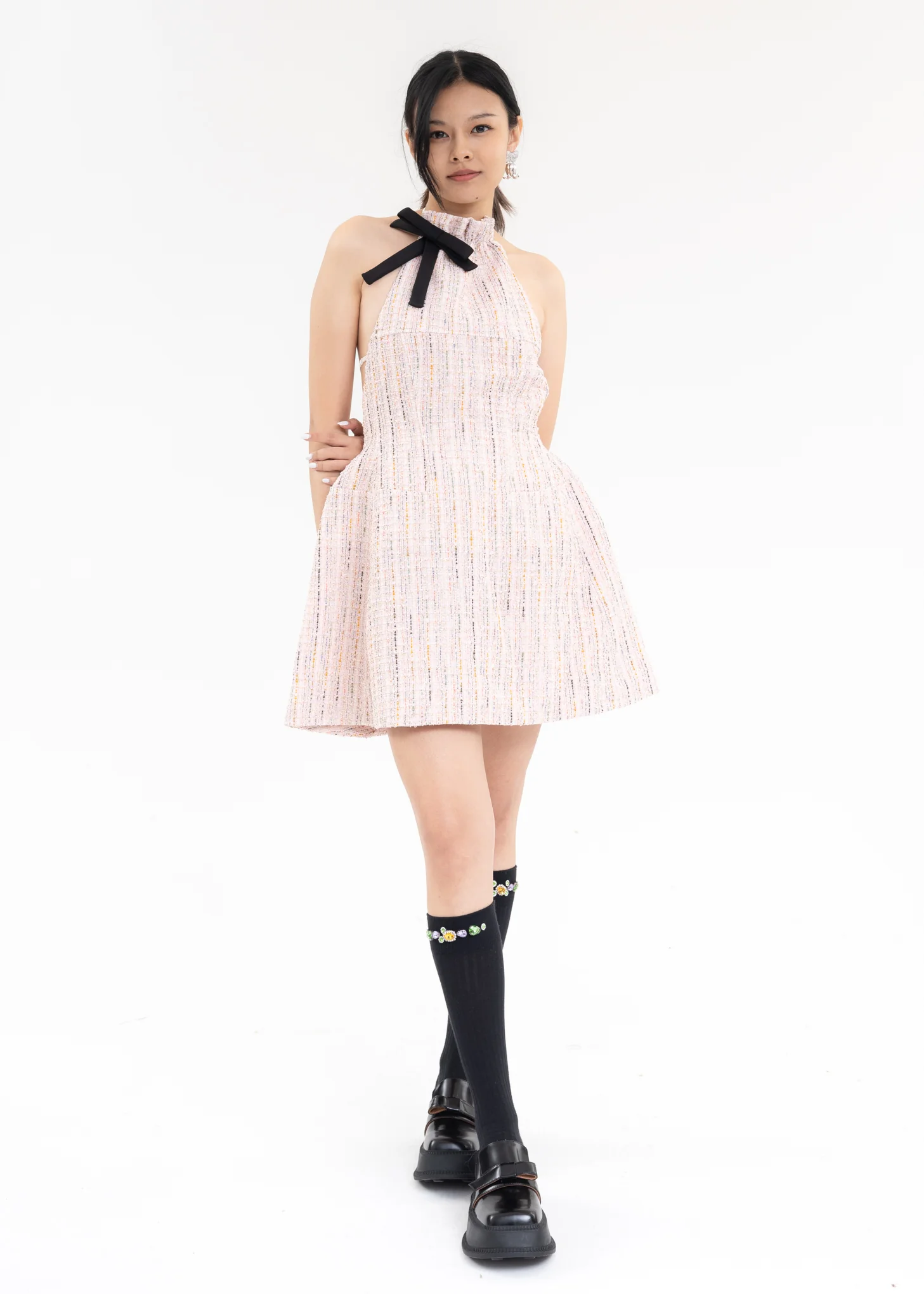 Pink And White Halterneck A Line Dress - Image 6
