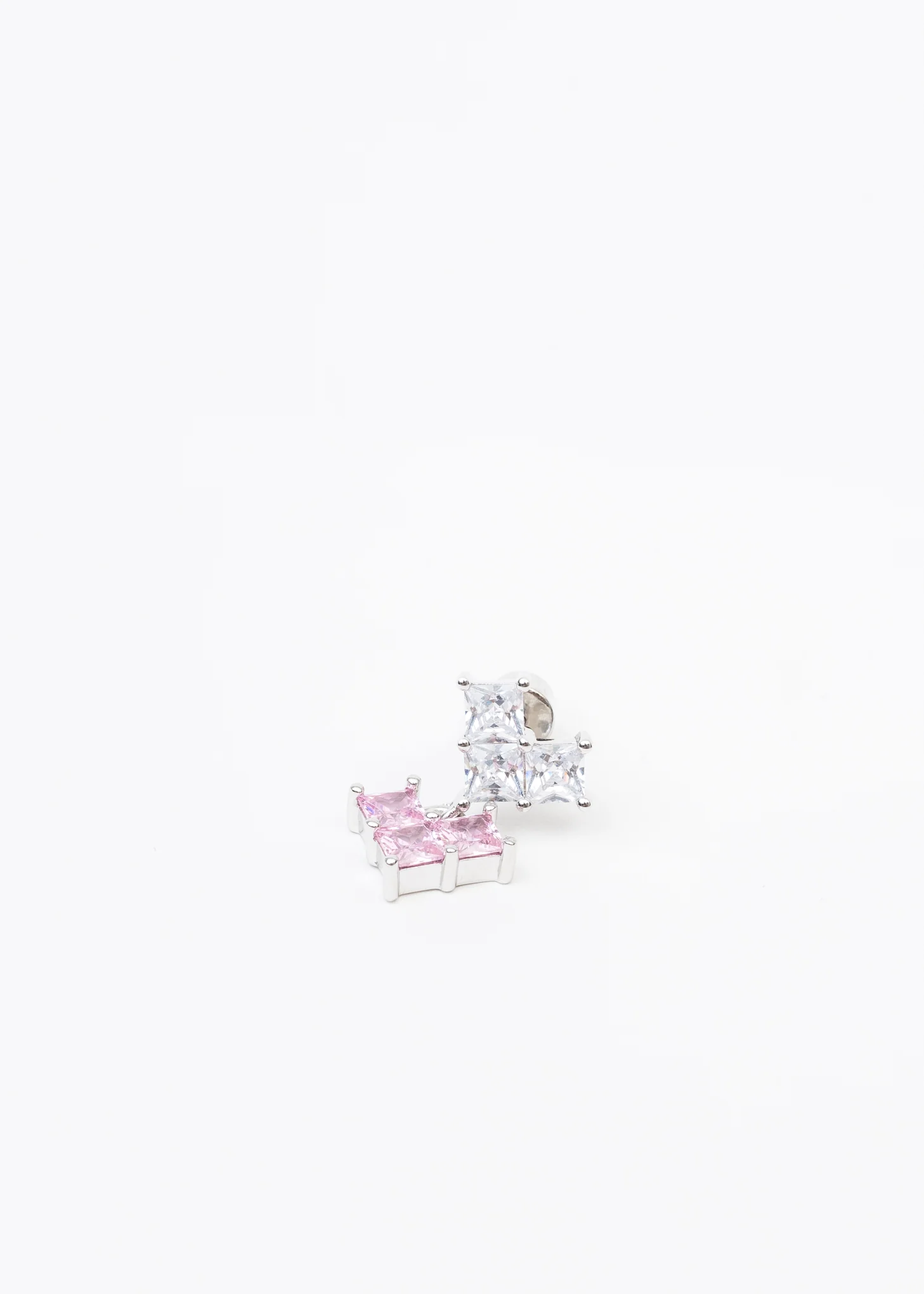 Pink And White Rhinestone Hearts Earring - Single - Image 4