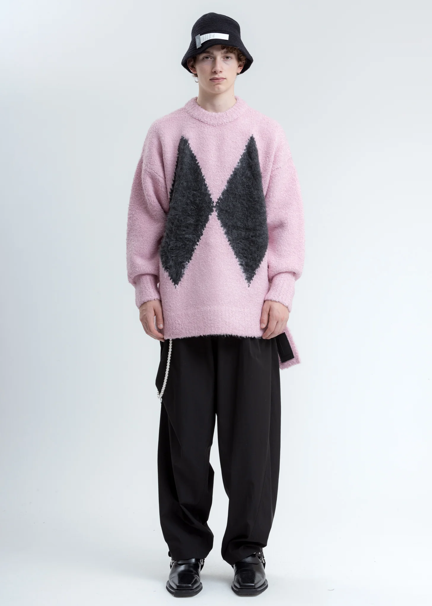 Pink Argyle Knit Sweater - Image 5