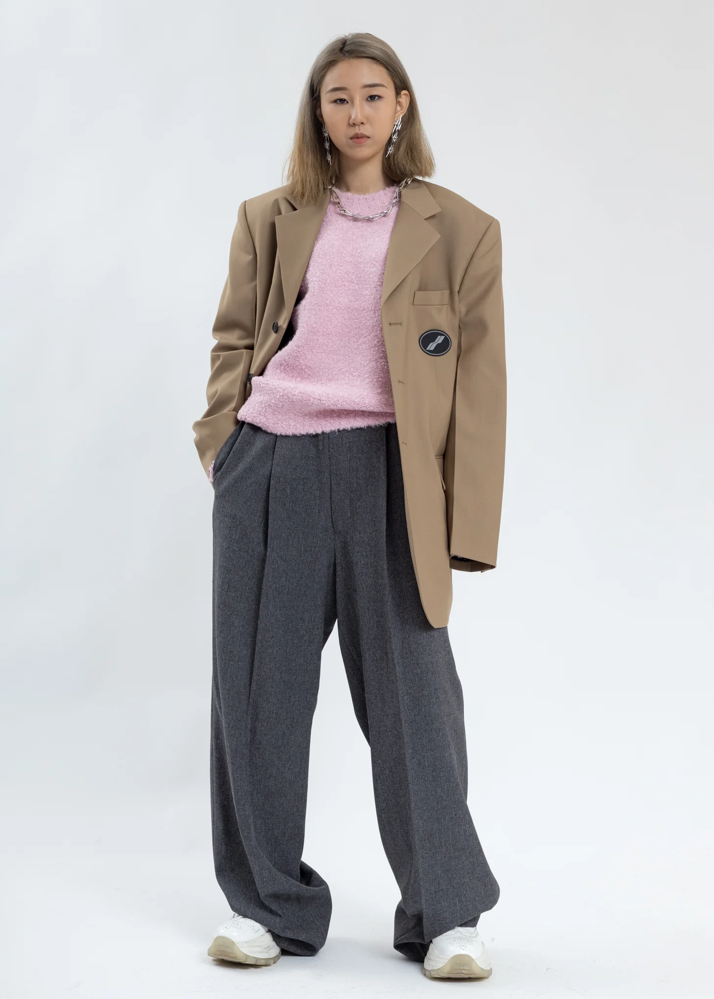 Pink Boucle Knit Sweater - Image 6