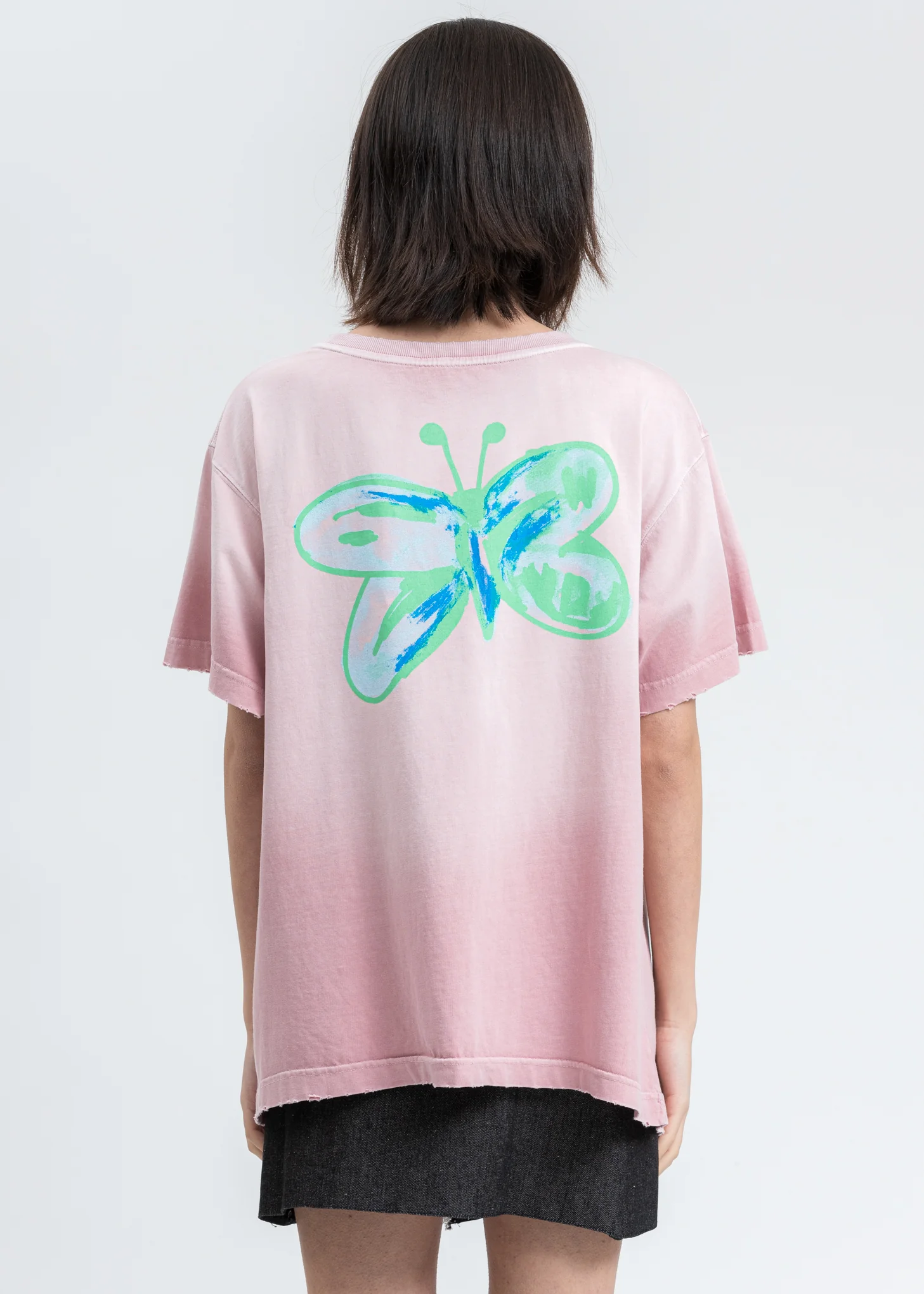 Pink Butterfly Washed T-Shirt - Image 2